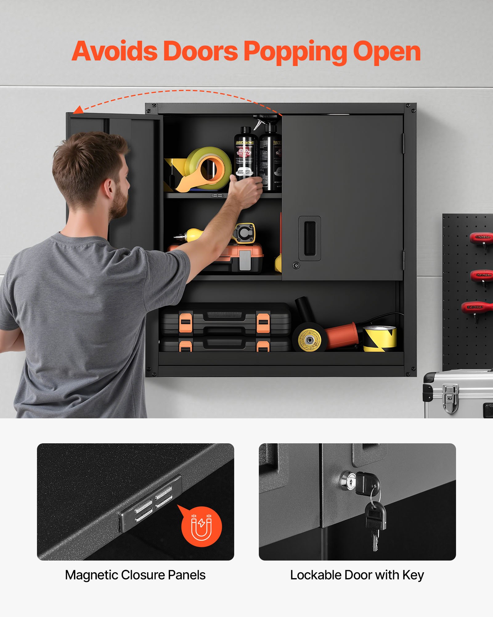 Metal Wall Cabinet, 30W X 12.01D X 30H Inch, Steel Floating Hanging Storage Cabinet With Locking Doors… image 4