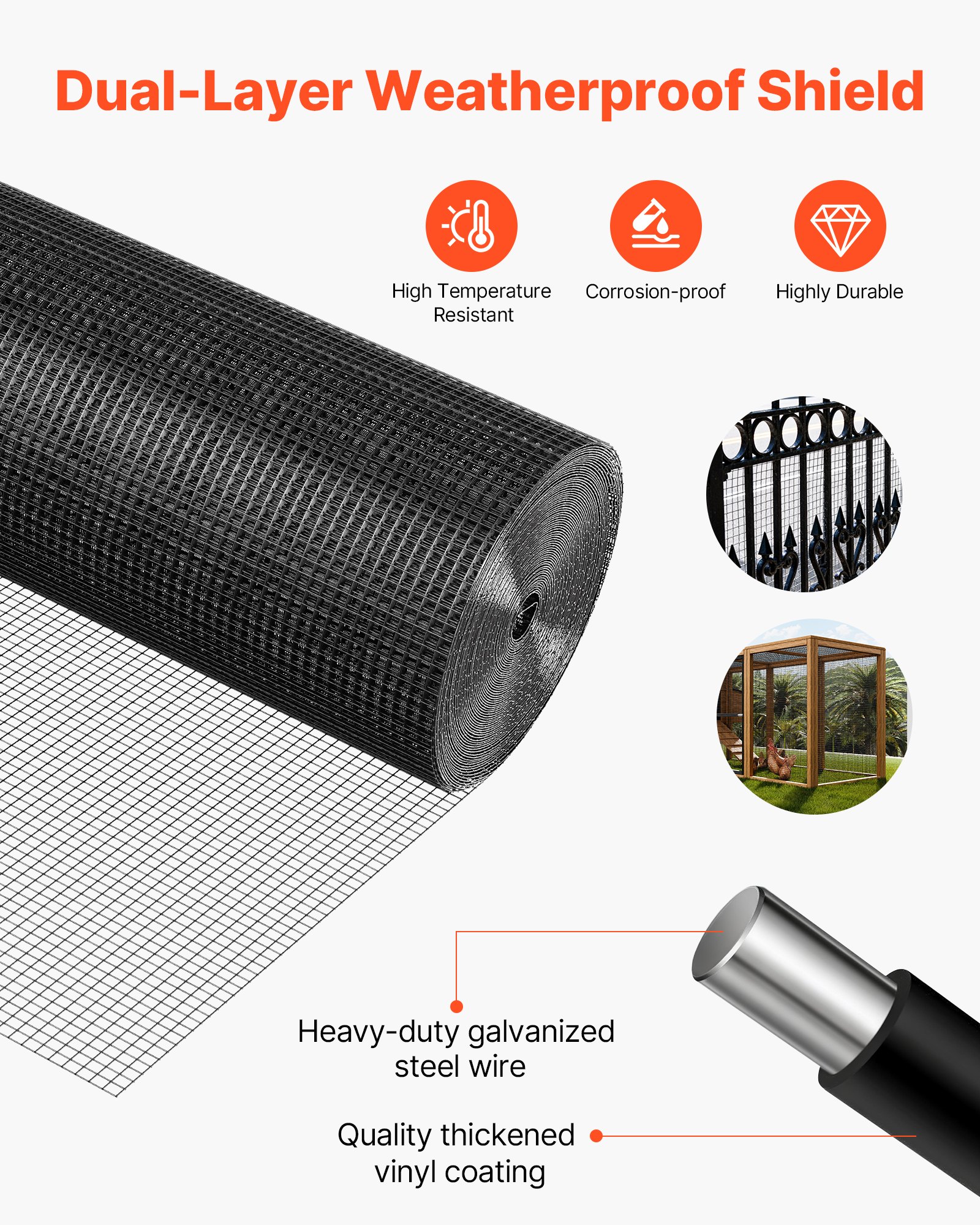 Hardware Cloth 24 In X 50 Ft, 1'2 In 19 Gauge Galvanized Wire Mesh Roll, Weather-Resistant Vinyl Coated Chicken Wire… - 5