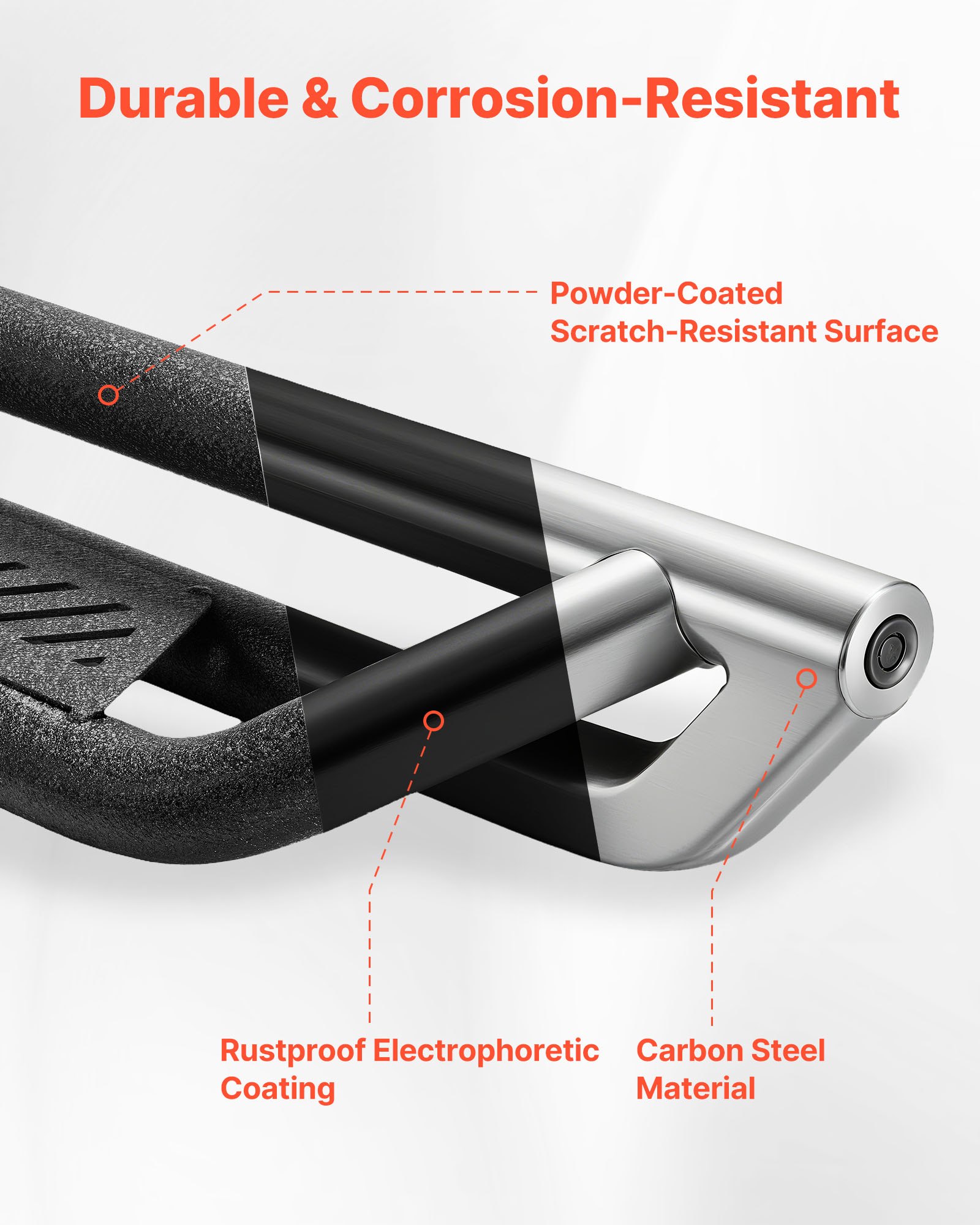 Vevor 6-inch side steps mounted on 2023 Toyota Tacoma Double Cab driver side, full profile view