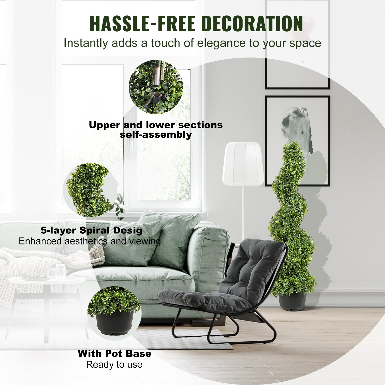 2 Pcs. Artificial Boxwood Tower Topiary Spiral Artificial Plant 91cm High Decorative Plant Green Plastic… image 5