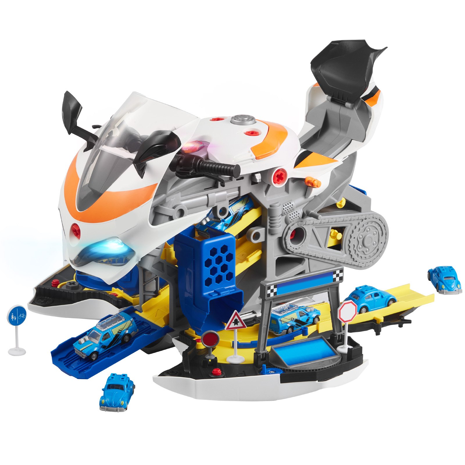 Motorcycle Engine Toy, 25 Pieces, Motorcycle Mechanic Toy With Removable Parts, Lights & Sounds, Simulated Riding & Track Racing, Kids Mechanic Workshop Set For Toddler 3 Years And Up, Yellow - Image 1