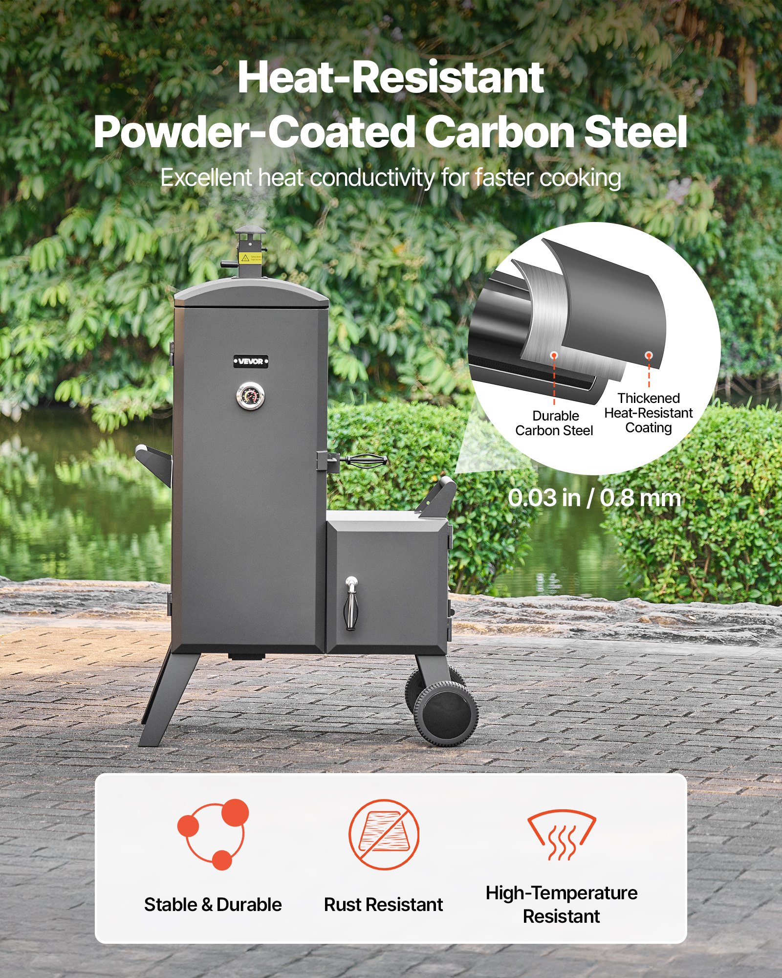 Charcoal Offset Smoker — Heavy-duty Steel BBQ Offset Smoker — photo 3
