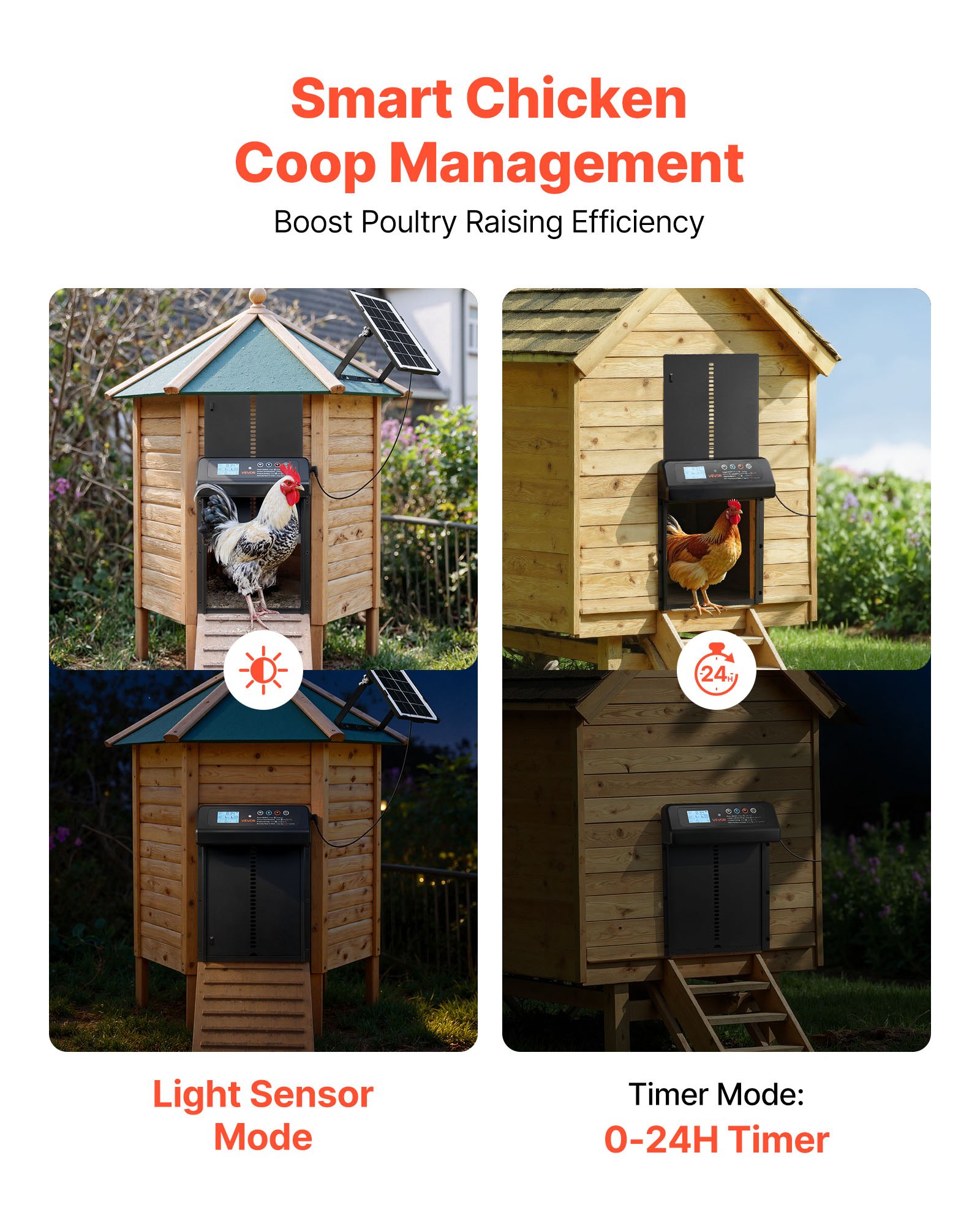 Automatic Chicken Coop Door, Solar & Battery Powered Chicken Door With LCD Display, Remote Control, Light Sensor &… - 4