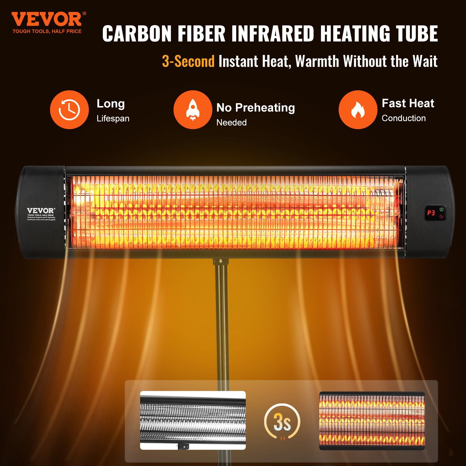 Infrared Heater — 1500W Remote Control Electric Space Heater — photo 5