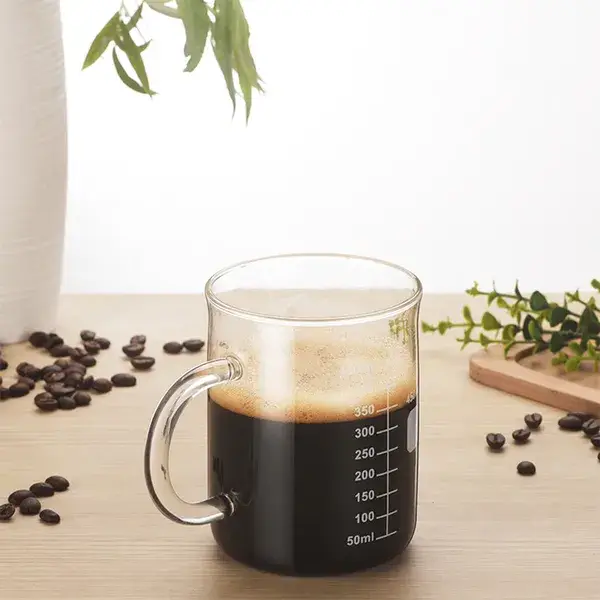 1 PCS Transparent Tape With High Borosilicate Glass Cup, Coffee Cup, Coffee Sharing Cup With Scale Identification