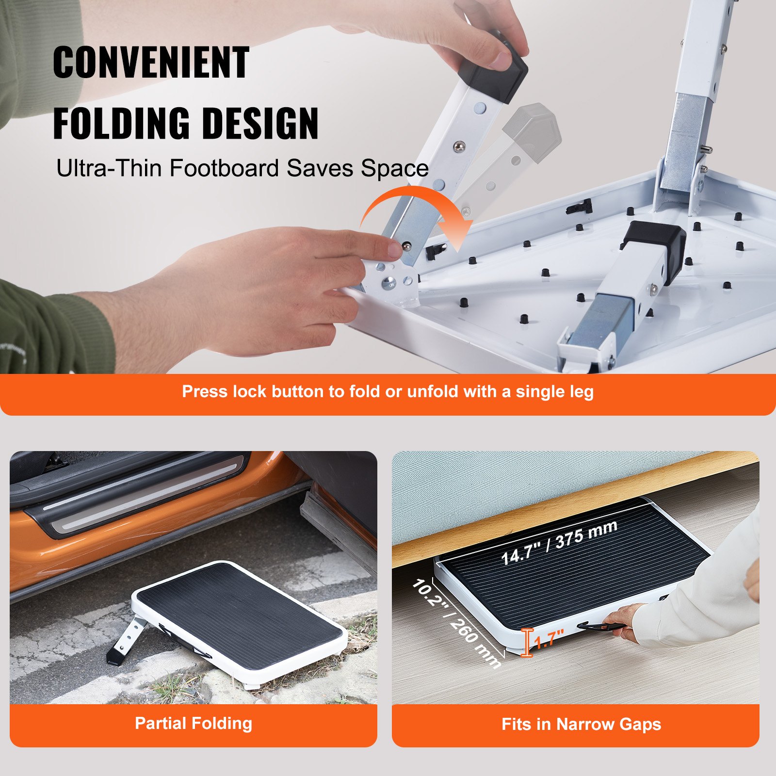 Step Stool 1-Step Capacity, Folding Steel Step Ladder 3 Adjustable Height, Portable Toddler Step Stools For Adults,… - 5