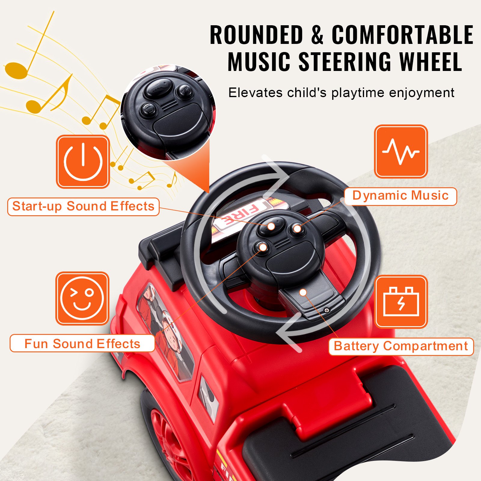 Ride On Push Car For Toddlers, Ages 1-3, Ride Racer, Sit To Stand Toddler Ride On Toy, Classic Kids Ride On Car With Music Steering Wheel & Under Seat Storage, Ride On Toy For Boys Girls, Red image 4