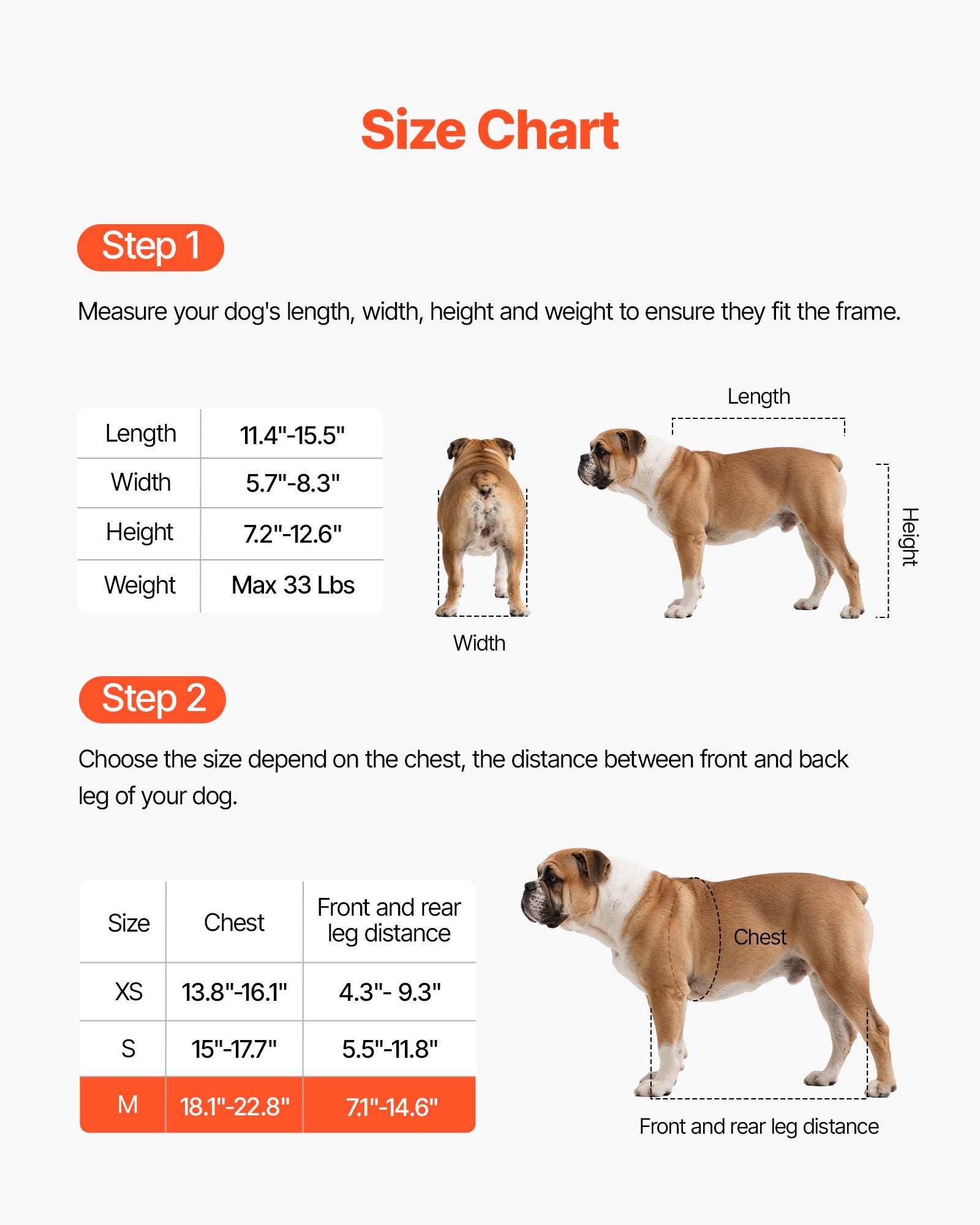 Dog Wheelchair For Back Legs, Adjustable 2 Wheels Pet Wheelchair, Lightweight Dog Cart With Shock-Absorbing Wheels,… - 4