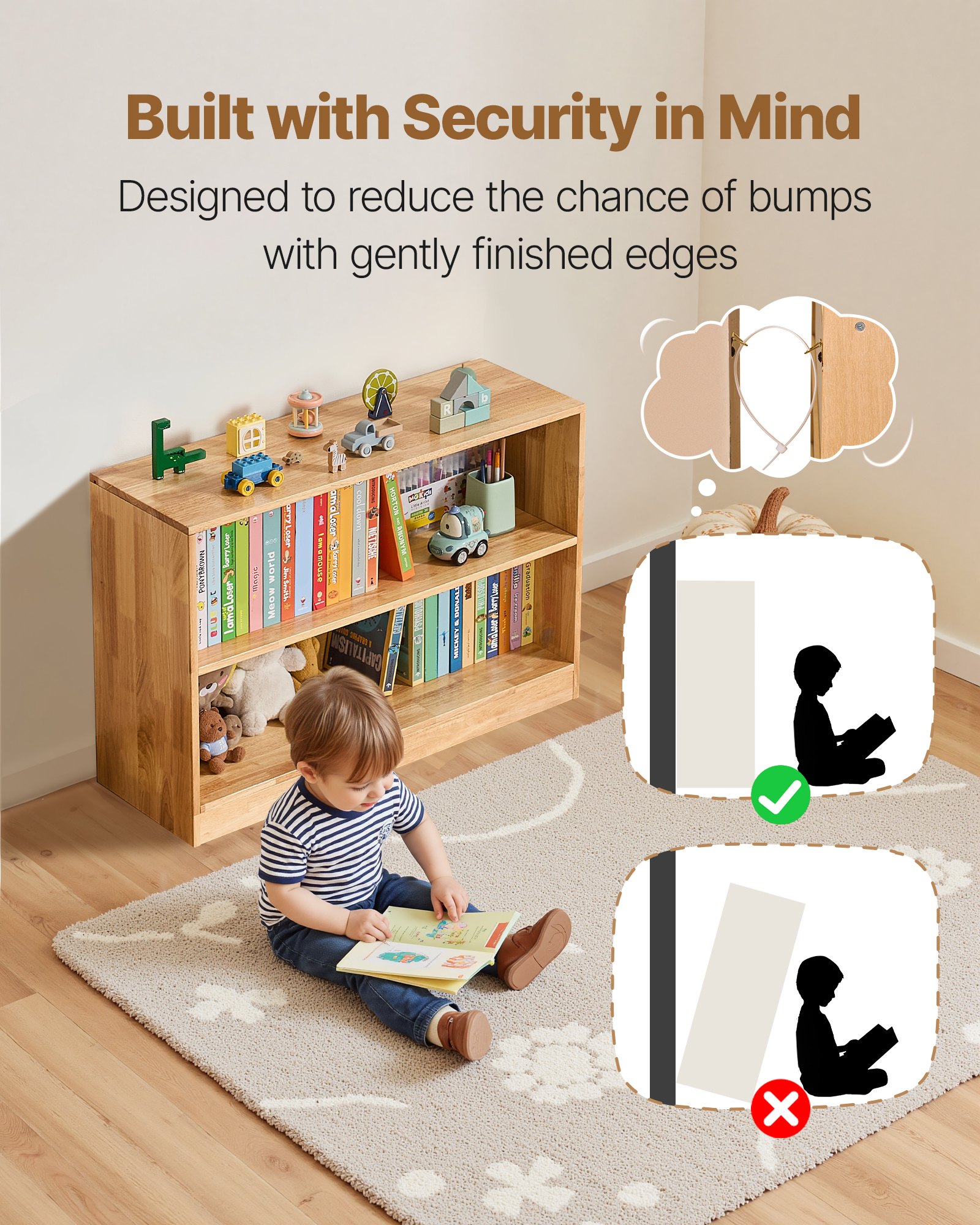 Montessori Bookshelf — 35.4 in Width Toy Storage Organizer — photo 3