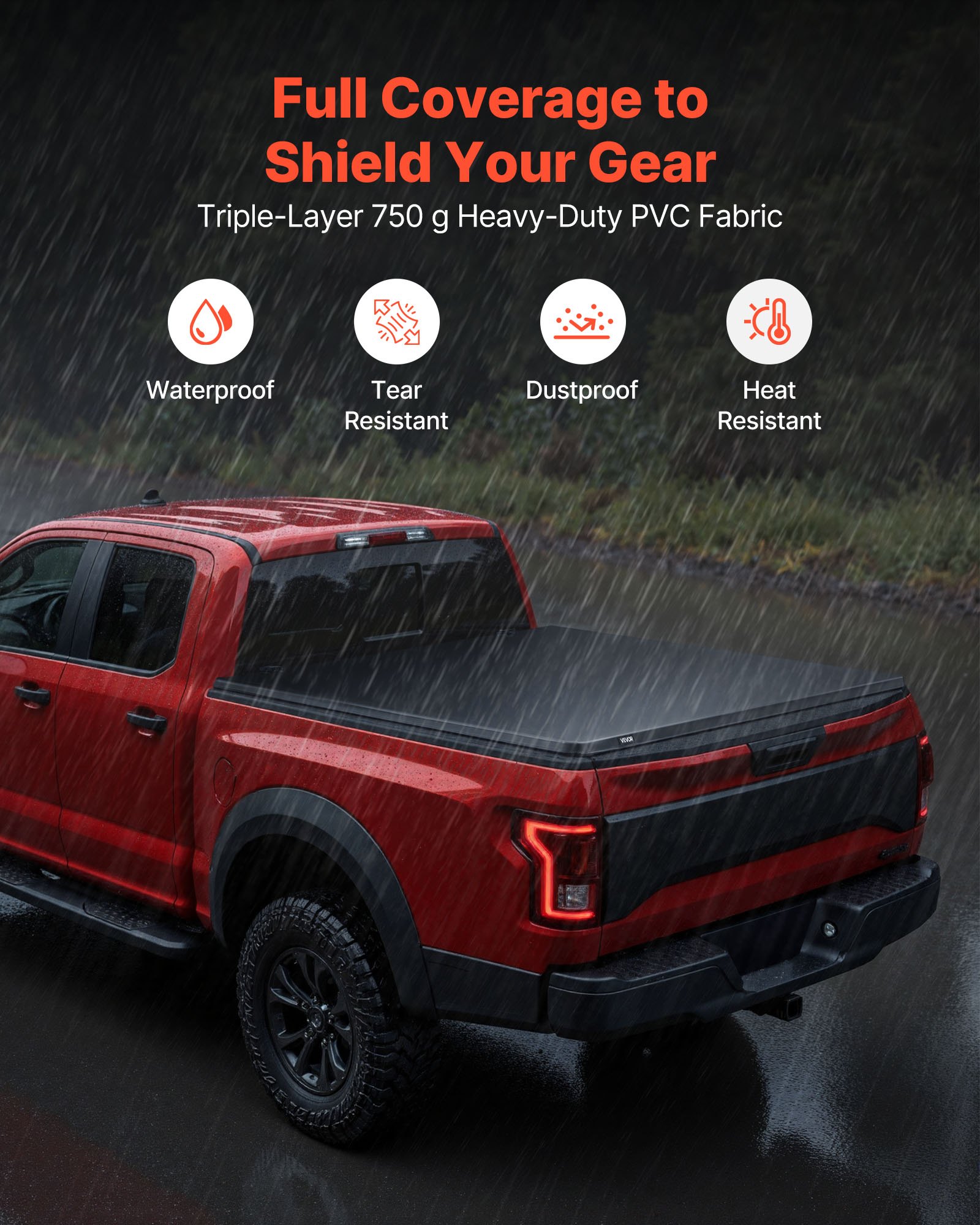 Side profile view of Vevor soft roll-up bed cover on 2024 Chevy Silverado 3500 HD 6ft 10in bed