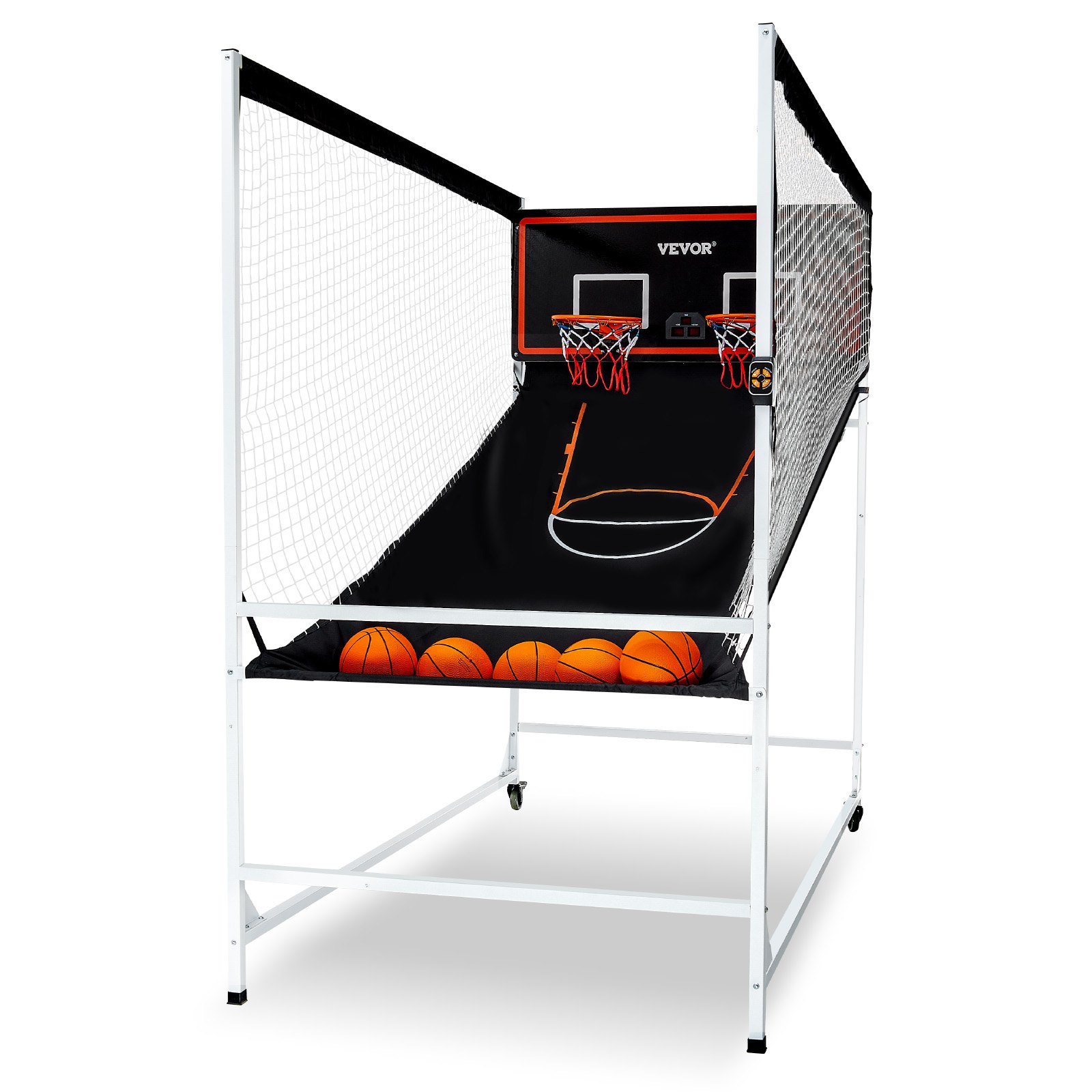 Arcade Cage Basketball Game, 2 Player Indoor Basketball Game, Home Dual Shot Sport With 5 Balls, 8 Game Modes, Electronic Scoreboard, And Inflation Pump, For Kids, Adults (Black & White) - Image 1