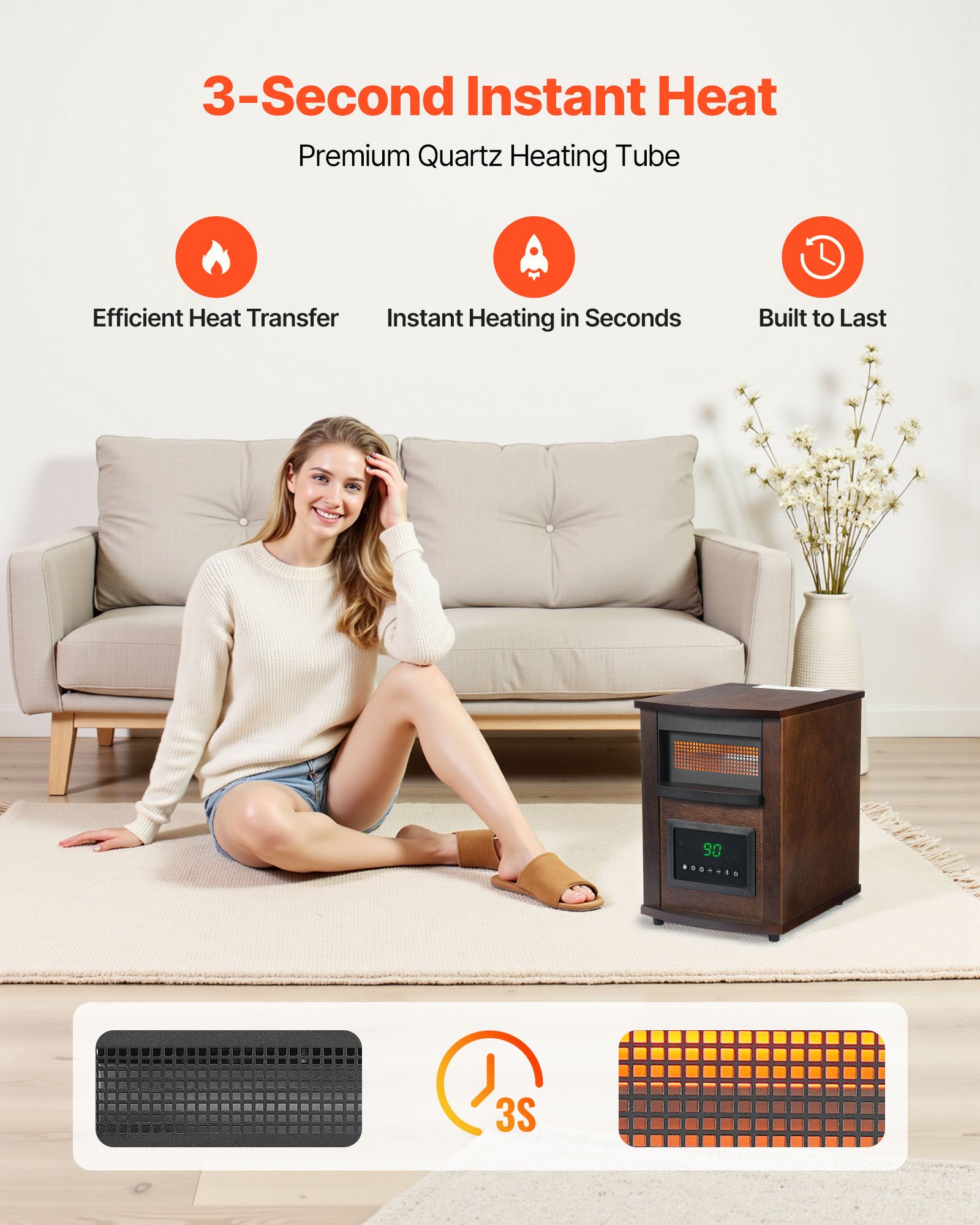 Infrared Heater — 1500W Electric Space Heater with Remote — photo 3