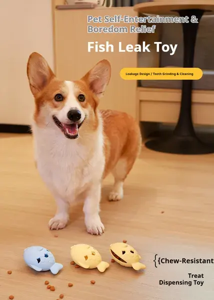 Fish-Shaped Dog Treat Dispenser Toy-Food-Grade Silicone Slow