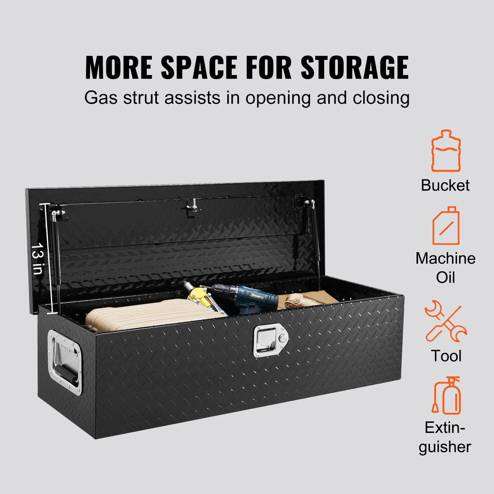 Heavy Duty Aluminum Truck Bed Tool Box, Diamond Plate Tool Box With Side Handle And Lock Keys, Storage Tool Box… - 4