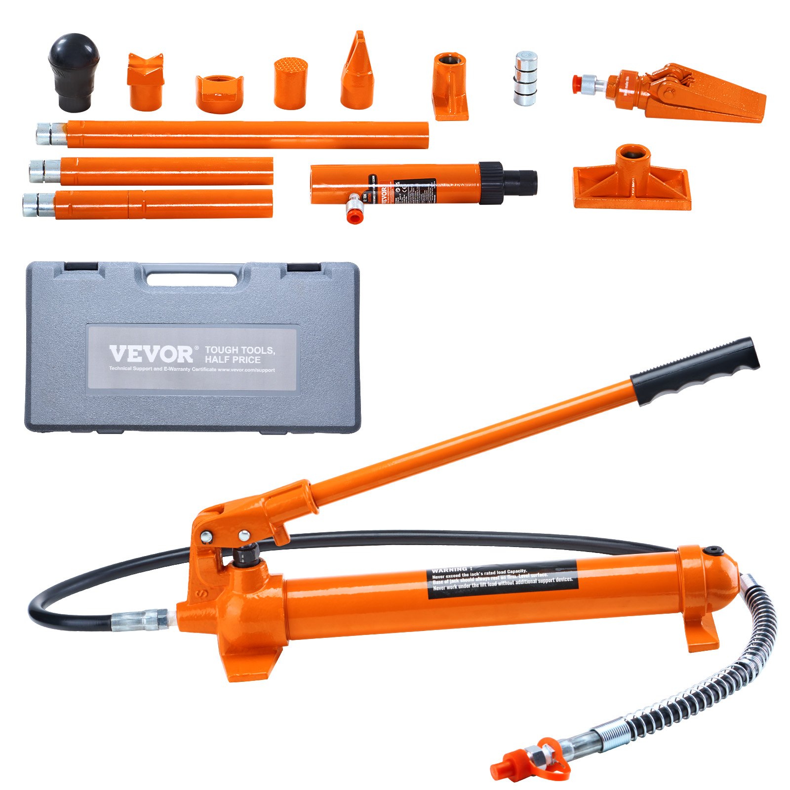 12 Ton Porta Power Kit, Portable Hydraulic Jack With 4.6 Ft/1.4 M Oil Hose, Auto Body Frame Repair Kit With Storage Case For Car Repair, Truck, Farm - Image 1