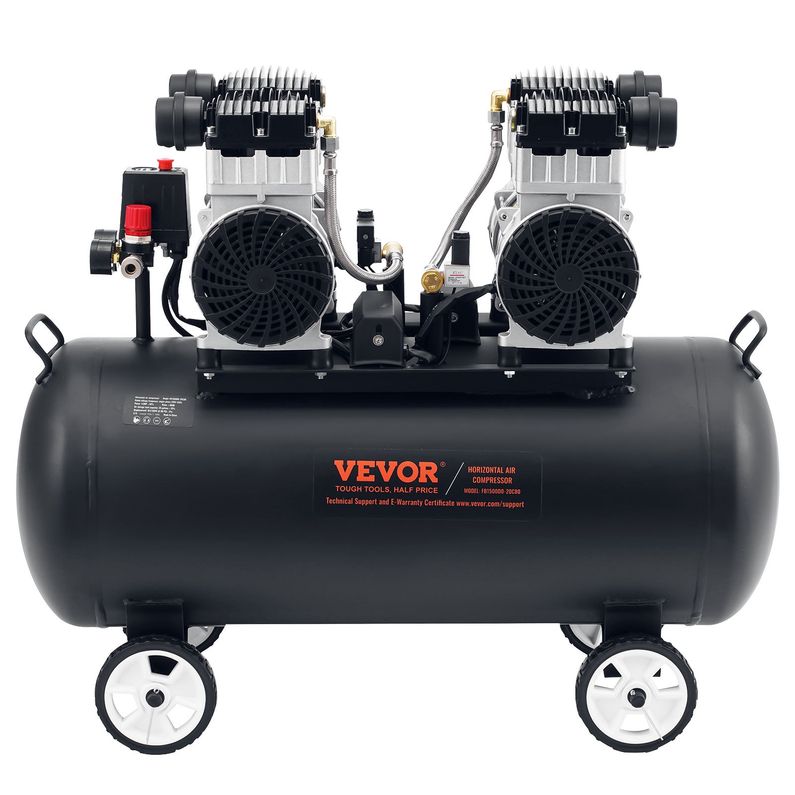 Air Compressor, 20 Gallon Steel Tank, 4HP 10.6 CFM@90 PSI Oil Free Air Compressor & Max. 125PSI Pressure, 78dB Ultra Quiet Portable Compressor, For Auto Repair, Tire Inflation, Spray Painting - Image 1