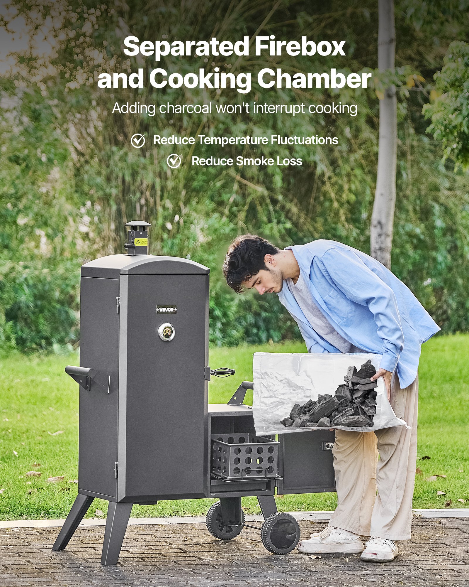 Charcoal Offset Smoker — Heavy-duty Steel BBQ Offset Smoker — photo 5