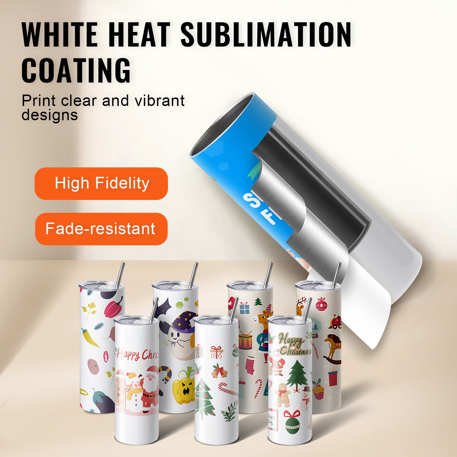 16-Pack Sublimation Blank Tumblers – 20oz Double Wall Stainless Steel Skinny Cups with Lids and Straws for Custom DIY Crafting