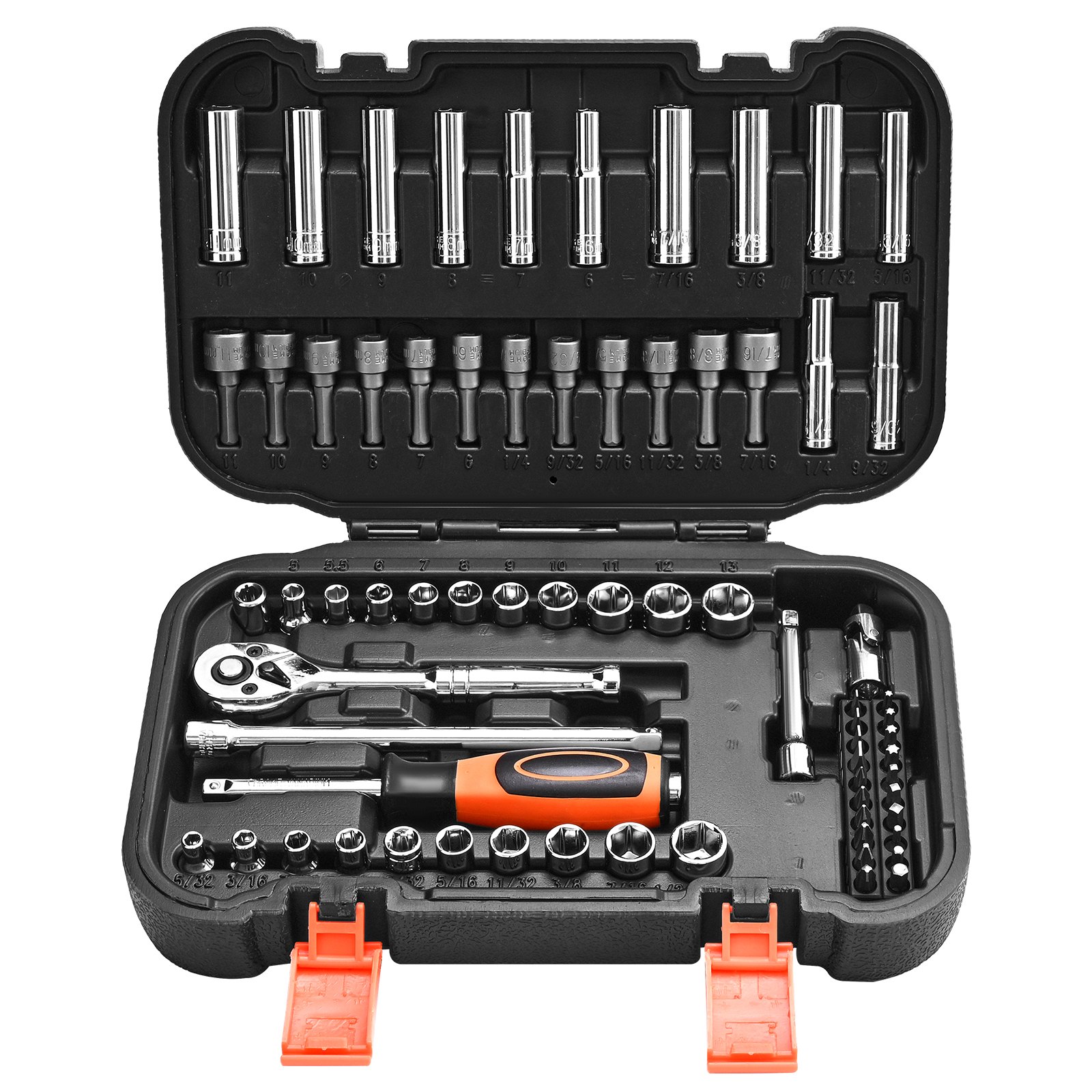 Socket Set, 70 Pieces, 1/4 Inch Drive Socket And Ratchet Set, SAE And Metric, Deep And Shallow, Mechanic Tool Kit With Bits, Accessories And Storage Case, CR-V Alloy Steel, For Automotive Repair - Image 1
