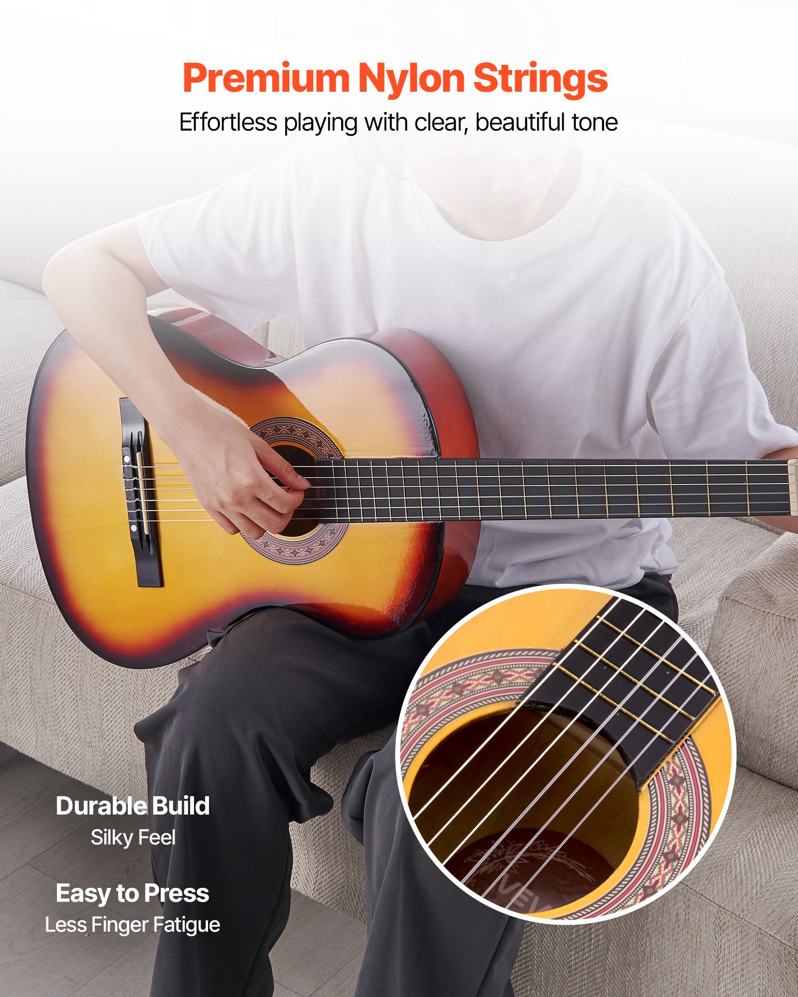 Classical Guitar, 38 Inch, Wood Classical Guitar Starter Kit For Beginners, With Nylon Strings, Gig Bag, Strap,… - 4
