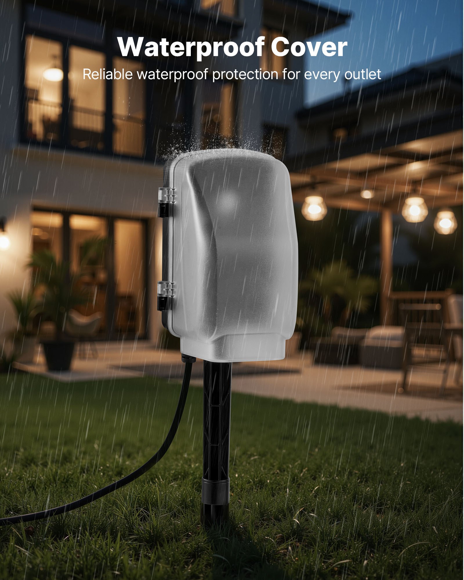 Outdoor Power Stake, 100 FT Extension Cord, Outdoor Power Strip Weatherproof With Cover And Overload Protection, 6… - 5