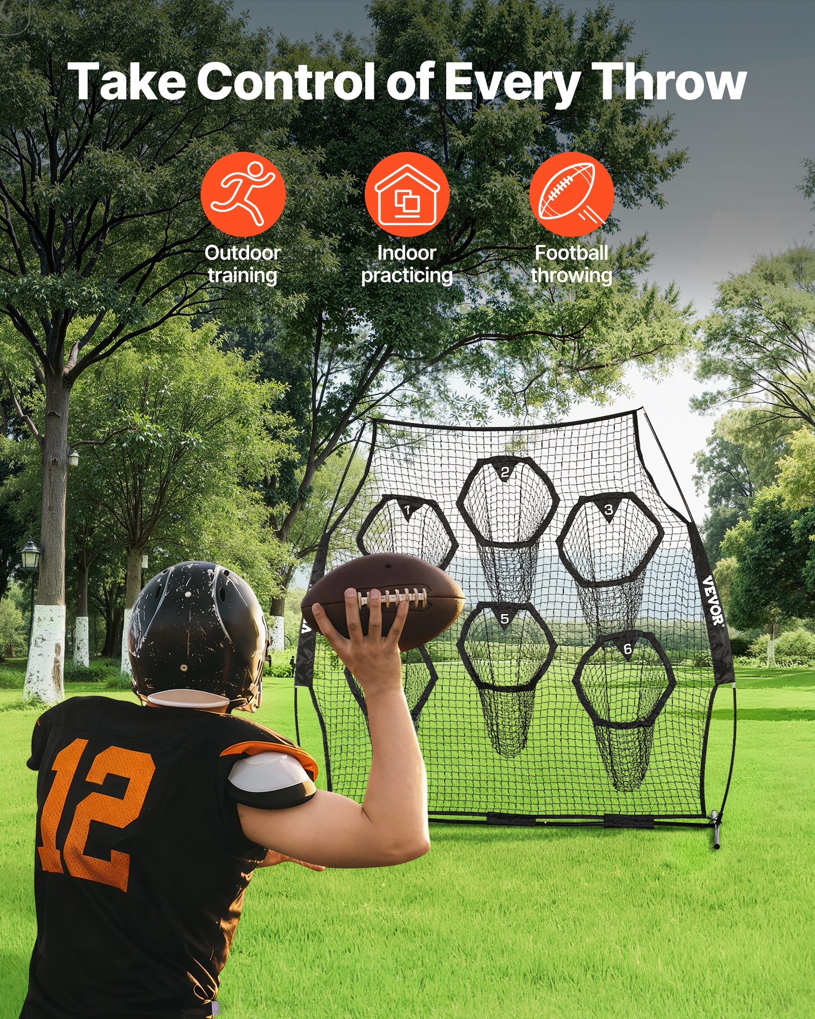 8 X 8 Ft Football Trainer Throwing Net, Training Throwing Target Practice Net With 6 Target Pockets… image 2