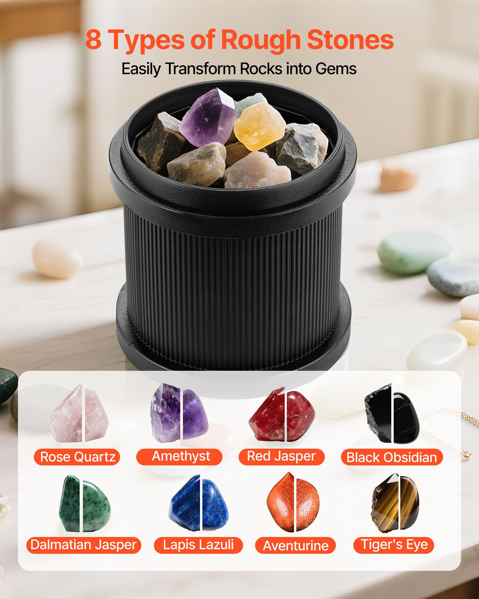 Rock Tumbler Kit, Rock Polishing Kit, 4 Speed Settings 9-Day Polishing Timer Stone Polishing Kit, Rock Polisher With… - 4