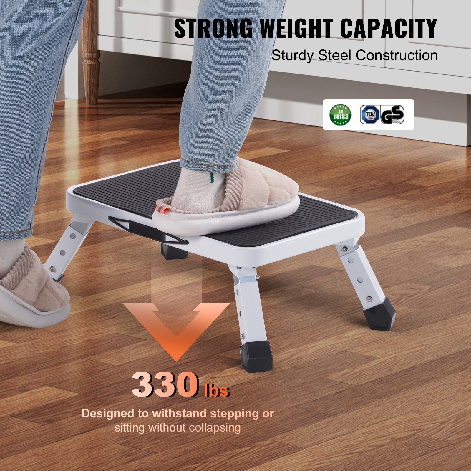 Step Stool 1-Step Capacity, Folding Steel Step Ladder 3 Adjustable Height, Portable Toddler Step Stools For Adults,… - 4