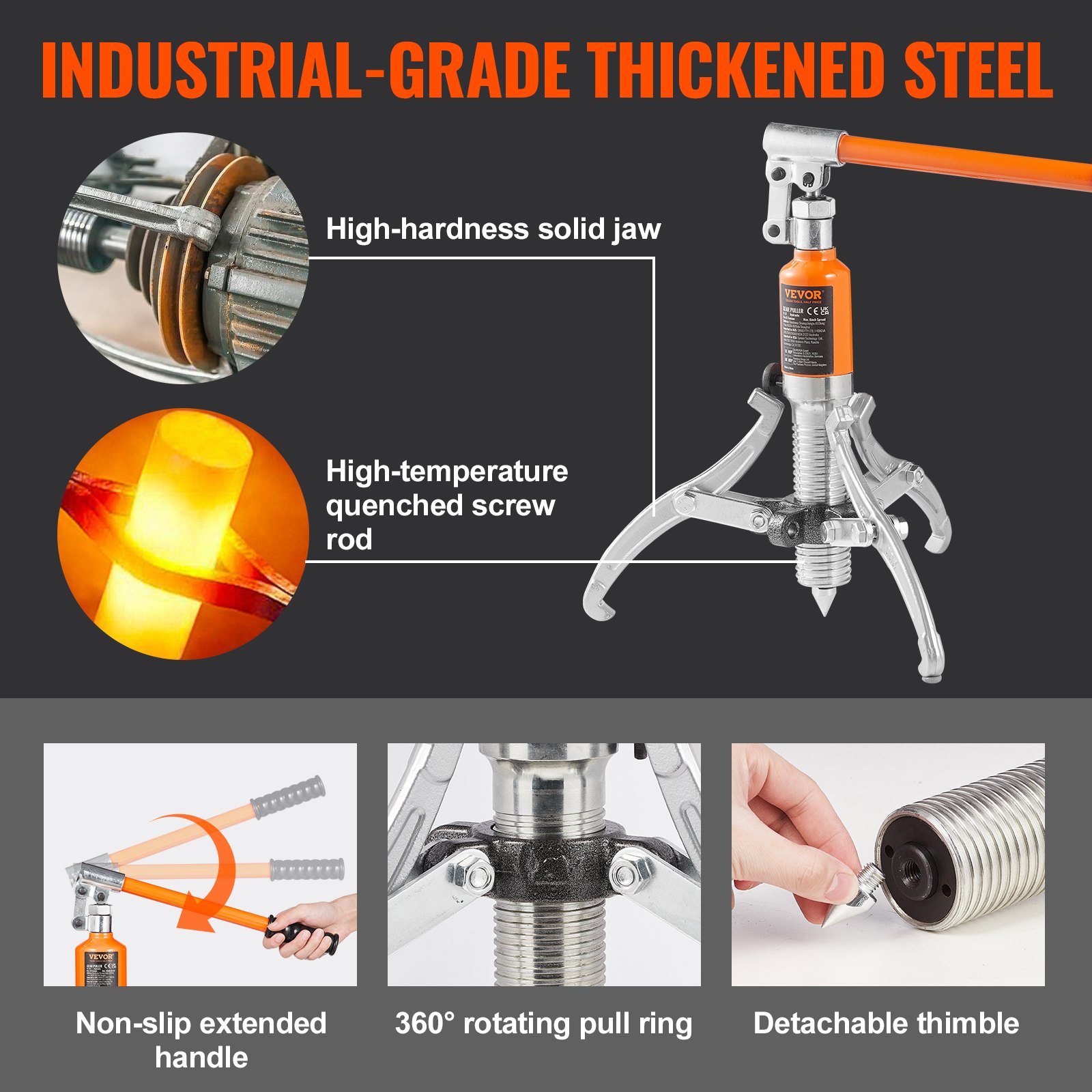 Hydraulic Gear Puller, 5 Ton Max Capacity Wheel Bearing Pulling Separator, 2 Or 3 Jaws Puller, Vertically And… - 4