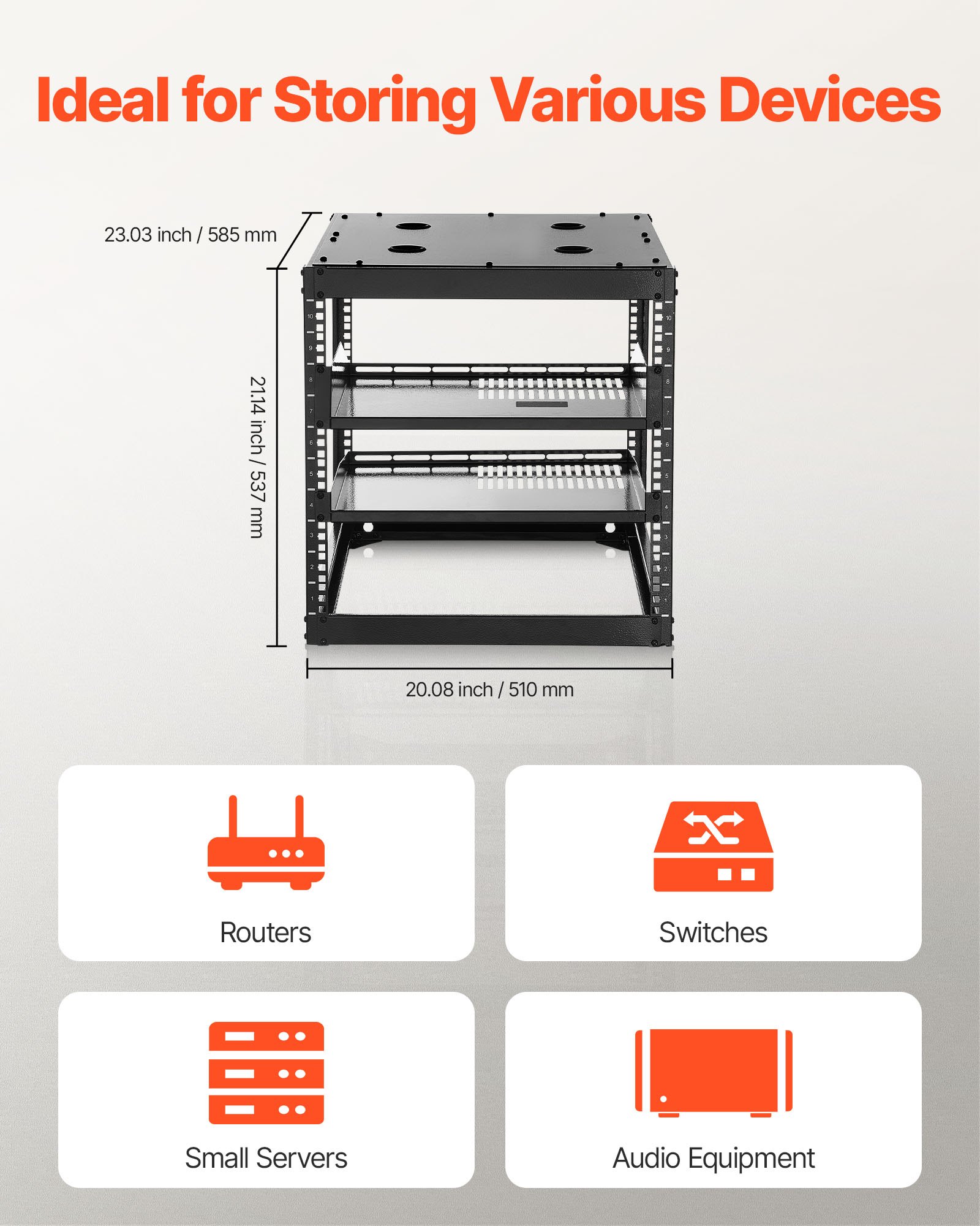 10U Open Frame Network Rack, 23 In Depth, Wall Mounted Or Floor Standing Server Rack, Heavy Duty 4 Post, With Vented… - 5