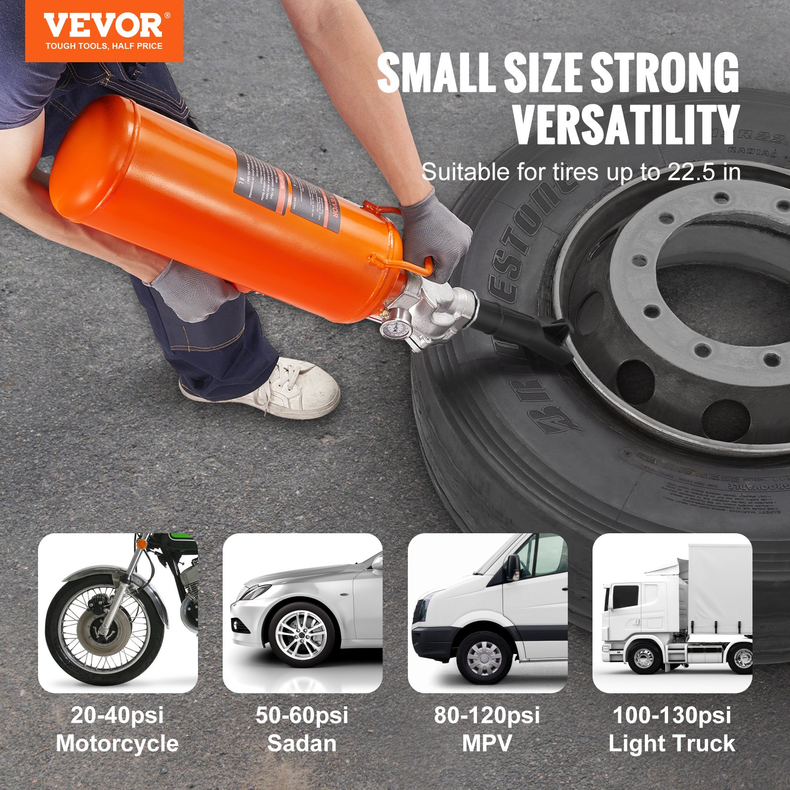Tire Bead Setter, 8L Capacity, 120 PSI Air Bead Blaster, Handheld & Portable Inflation Device, 85-116 PSI For Trucks, Tractors, ATVs & Cars image 2