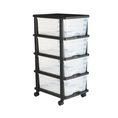 Plastic Storage Drawers Cart 4 Drawers Storage Organizer With Wheels Rol