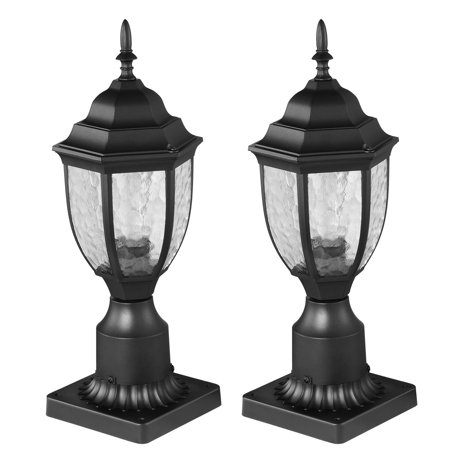 2 Pack Dusk To Dawn Outdoor Post Light, 15.35 In, Waterproof Lamp Post Light Fix
