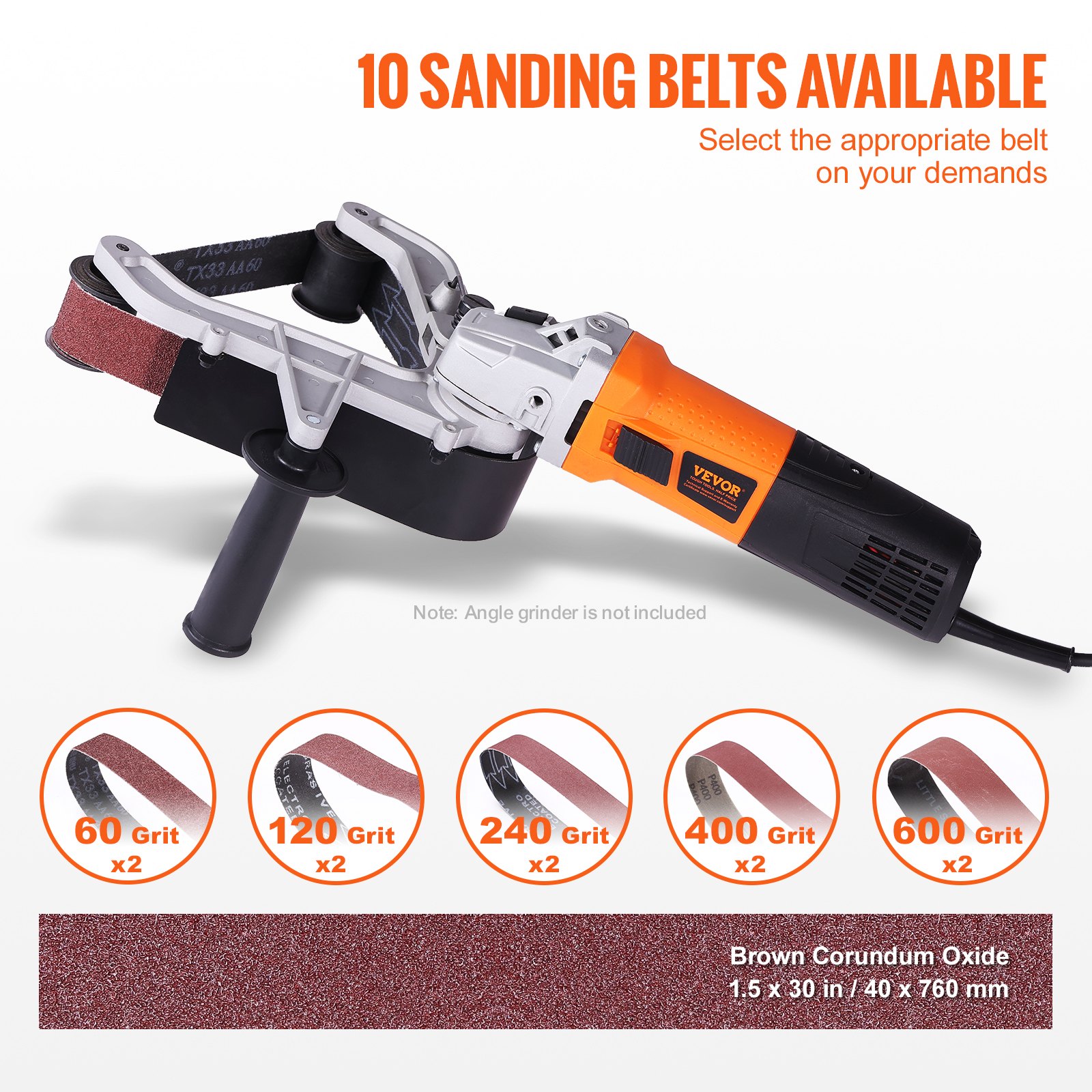 Belt Sander Adapter For Angle Grinder, Pipe Or Tube Sanding Attachment With 5/8-11" Imperial Thread And… image 4
