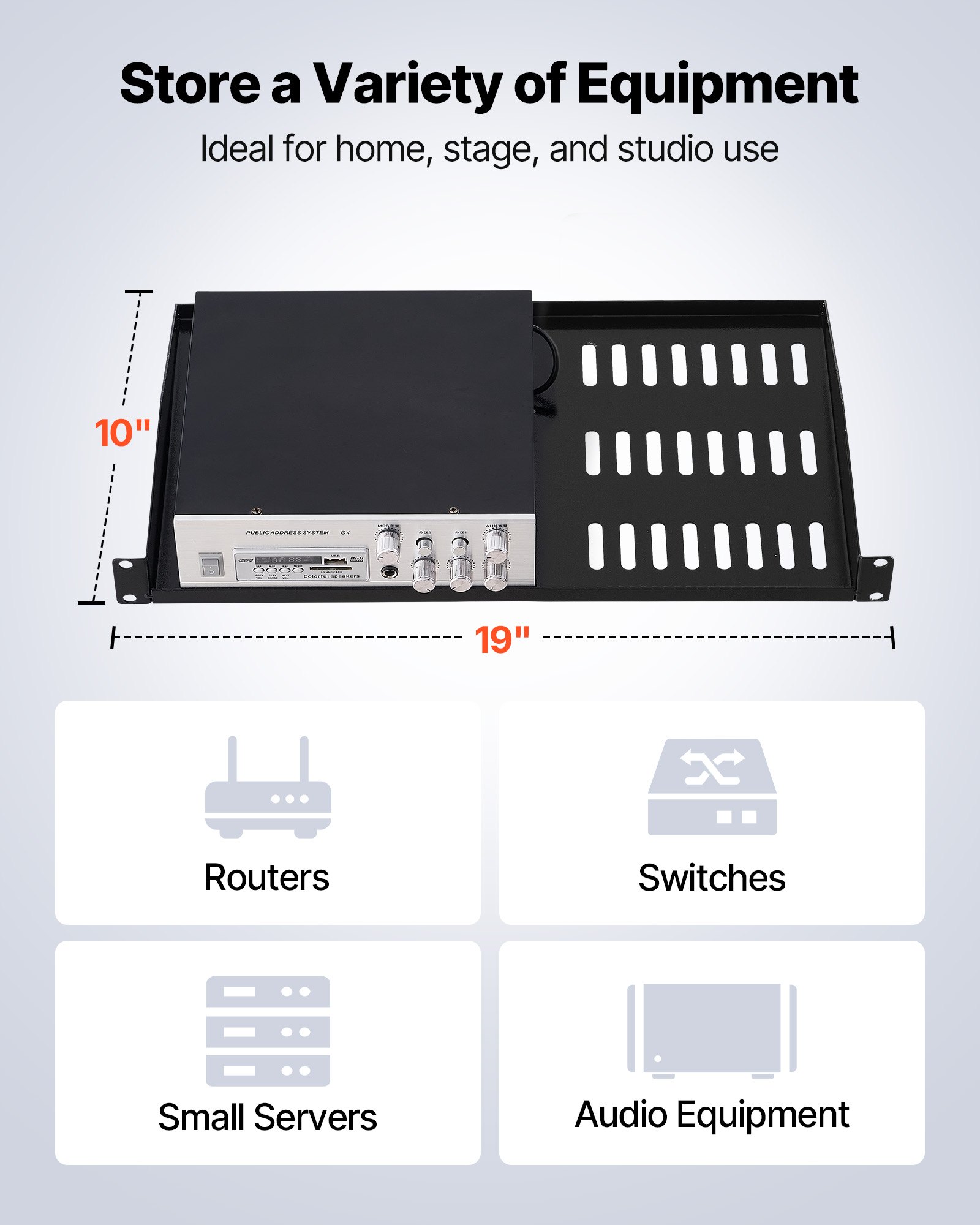 1U Server Rack Shelf, 4 PCS, Max Load-Bearing Vented Cantilever, Wall Mount Or Rack Mount Shelf With Tray, 10 In… - 6