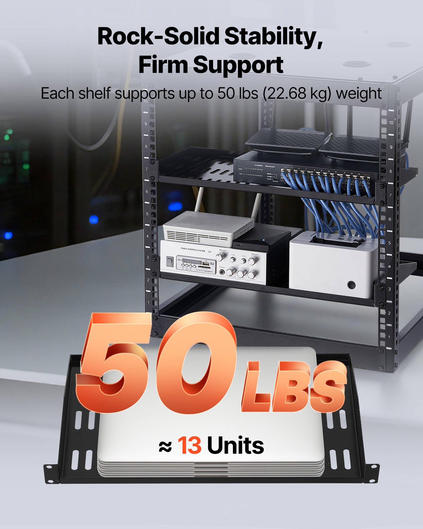 1U Server Rack Shelf, 4 PCS, Max Load-Bearing Vented Cantilever, Wall Mount Or Rack Mount Shelf With Tray, 10 In… - 4