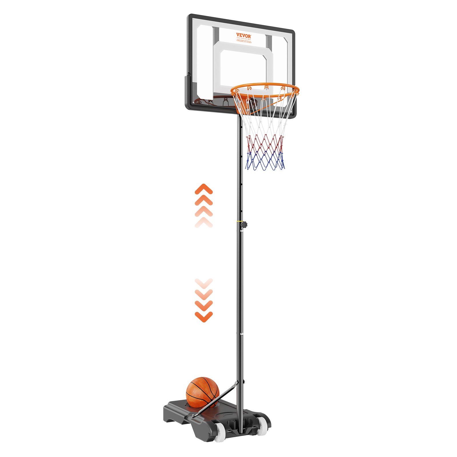 Basketball Hoop, 5-7 Ft Adjustable Height Portable Backboard System, 32 Inch Bas