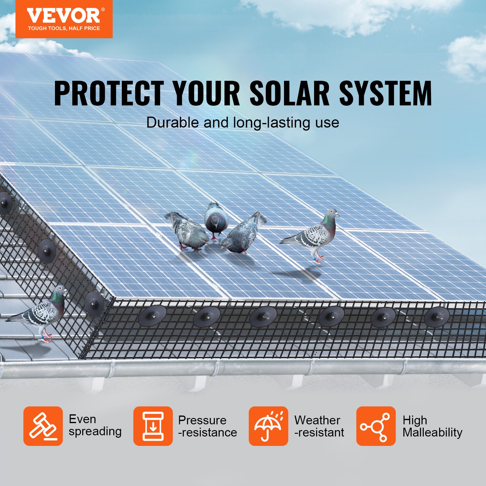 6 Inch X 100ft Solar Panel Bird Guard, Critter Guard Roll Kit With 60pcs Aluminum Alloy Fasteners, Solar Panel Guard… - 3