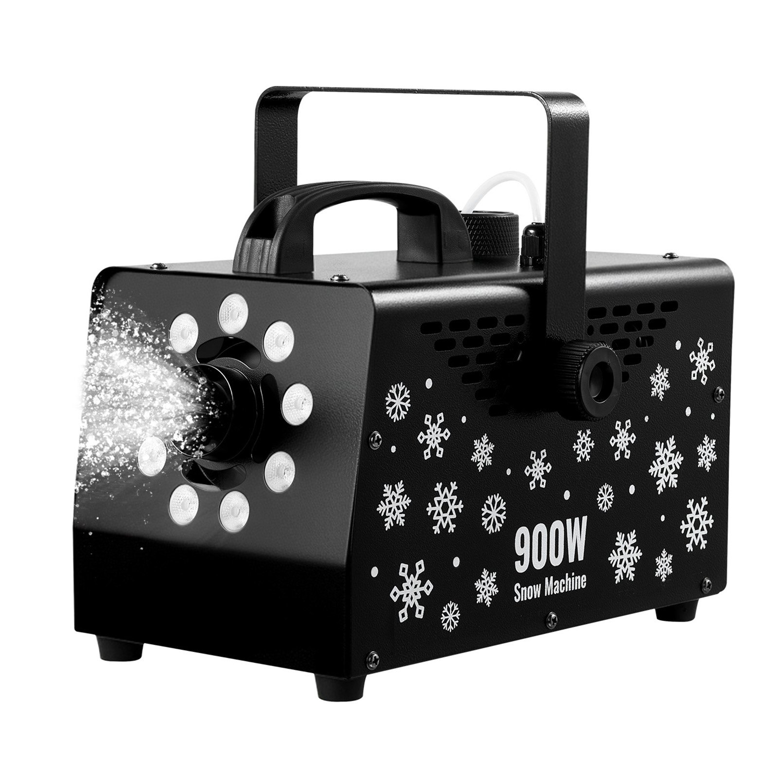 900W Snow Machine With 9 LED RGB Lights, 12 LED Lighting Colors, And Wireless Remote, Handheld/Hanging Outdoor Snowflake Machine Fake Snow Machines With 1L Tank For Christmas Party