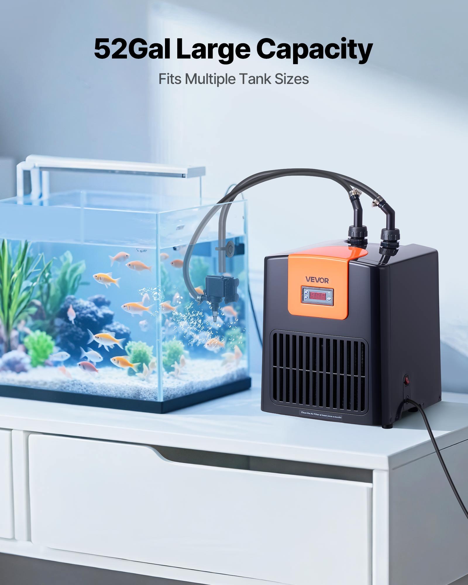 Aquarium Chiller 52 Gallon, 1/10 HP Water Chiller For Hydroponics, Fast Cooling For Fish Tank,Axolotl,Coral Reef,Quiet Refrigeration Compressor, Titanium Evaporator,Complete Fittings image 5