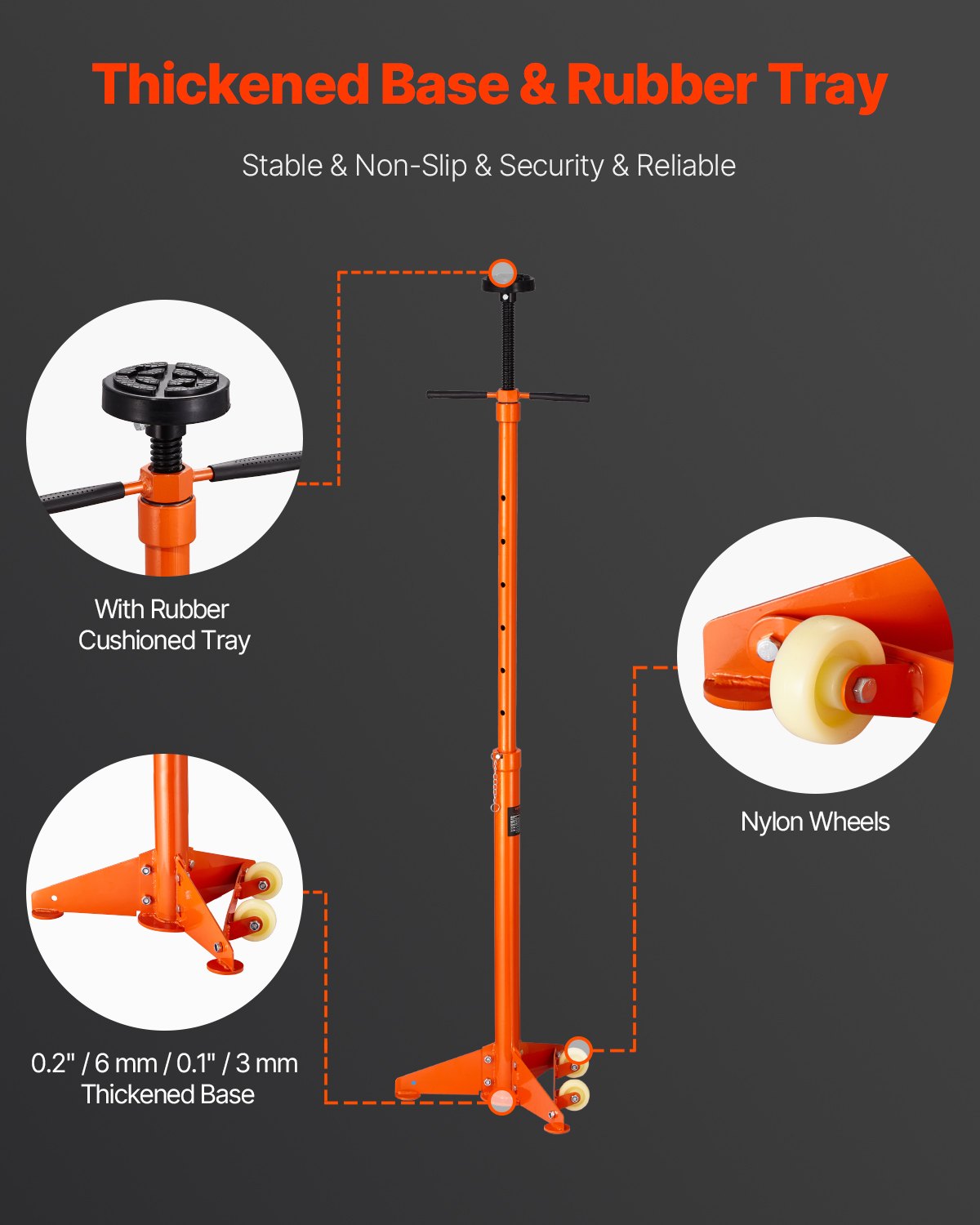 Underhoist Support Stand, 3/4 Ton Capacity Under Hoist Jack Stand, Lifting From 38.4 To 75.4 In, Bearing Mounted… - 5