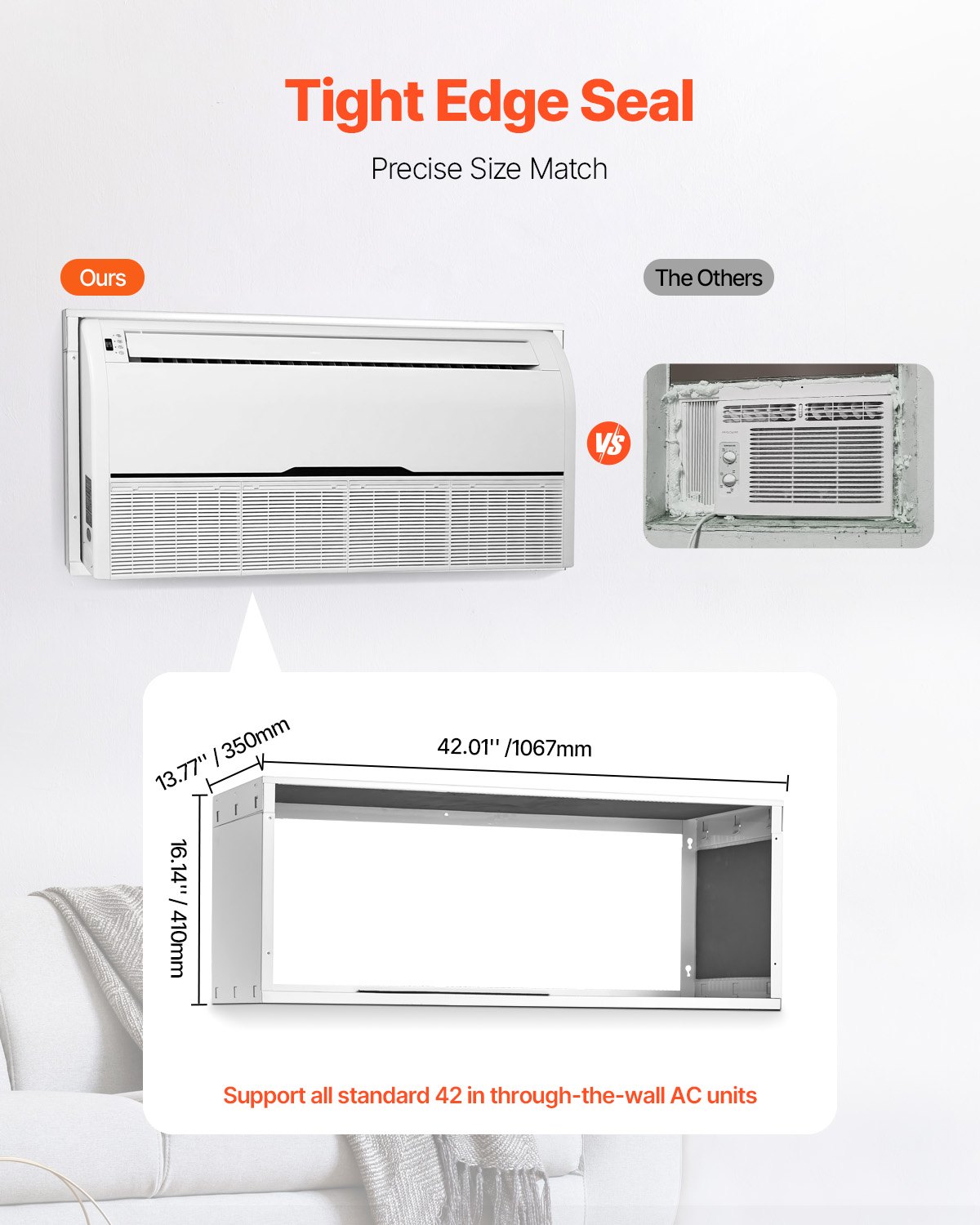 Air Conditioner Wall Sleeve, 42 In Through The Wall Air Conditioner Sleeve, Wall Sleeve, Compatible With Most Brands Of Through The Wall AC, Durable And Weather-Resistant Insulation Accessories