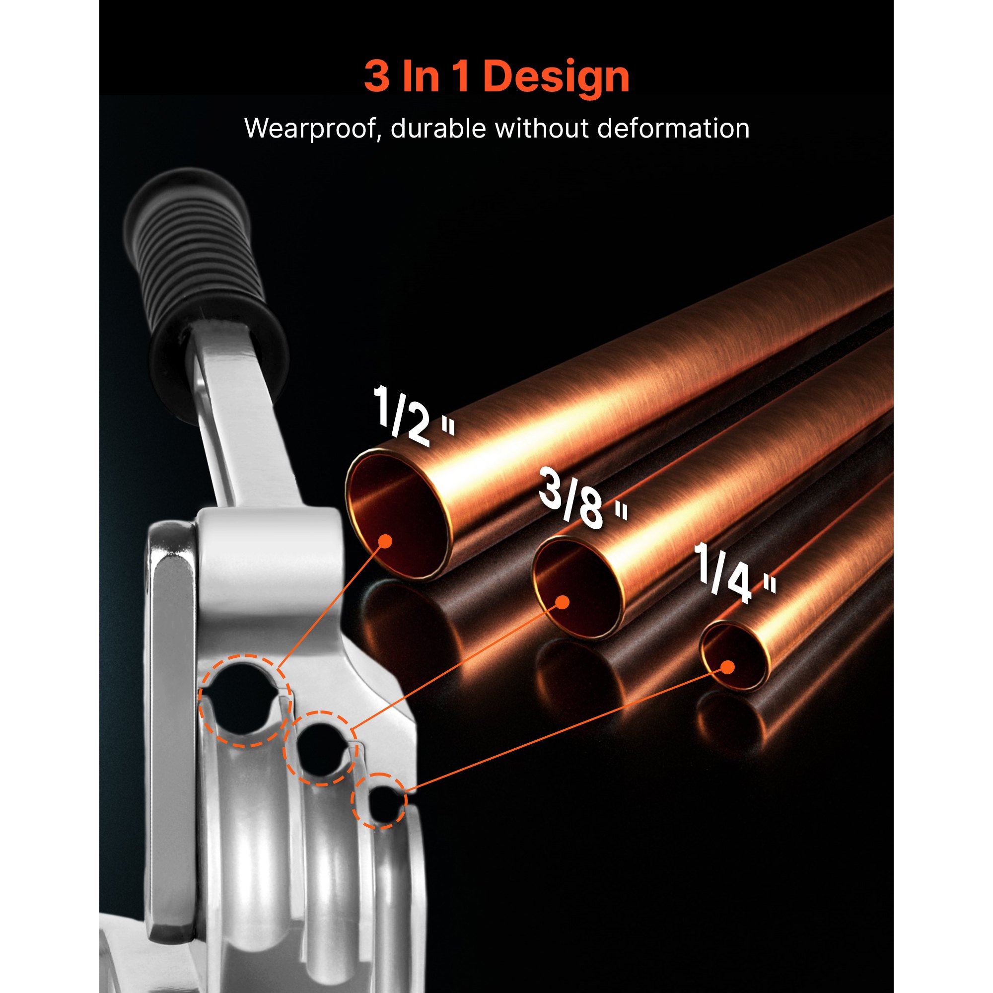 Pipe Tube Bender, 1/4", 3/8", 1/2" OD, 3 In 1 Manual Level Tube Bender, 180° Copper Aluminum Pipes Bending Tool For Automotive Repair, HVAC Air Conditioning image 3