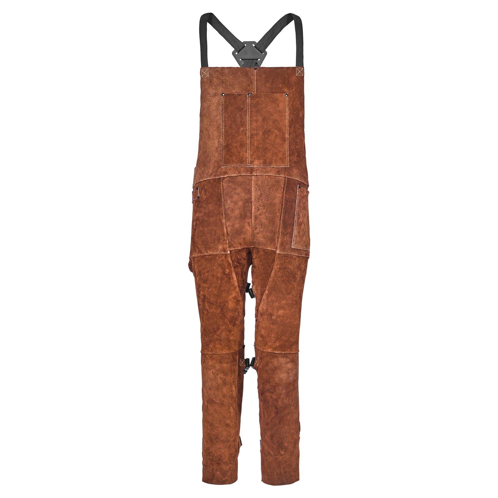 Leather Welding Apron Split Leg, Heavy Duty Cowhide Flame Resistant Welding Pants For Men Women, Heat-Resistant Safety Apron With 3 Pockets For Woodworking, Gardening, Blacksmithing, M-Size - Image 1