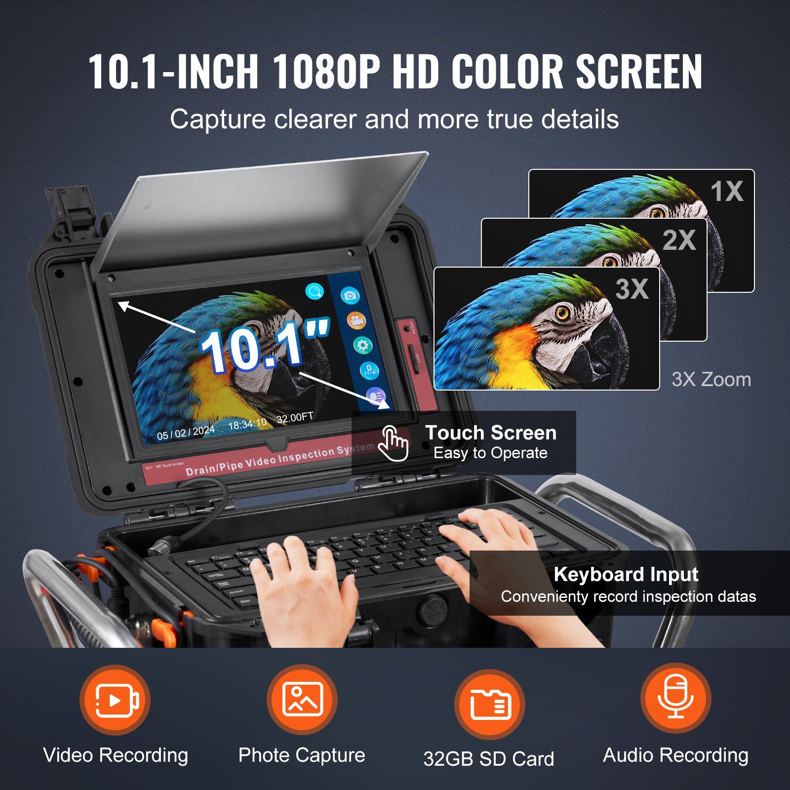 Sewer Camera, 328 Ft/100m, Self-Leveling Drain Camera With 10.1" Touchscreen... 5