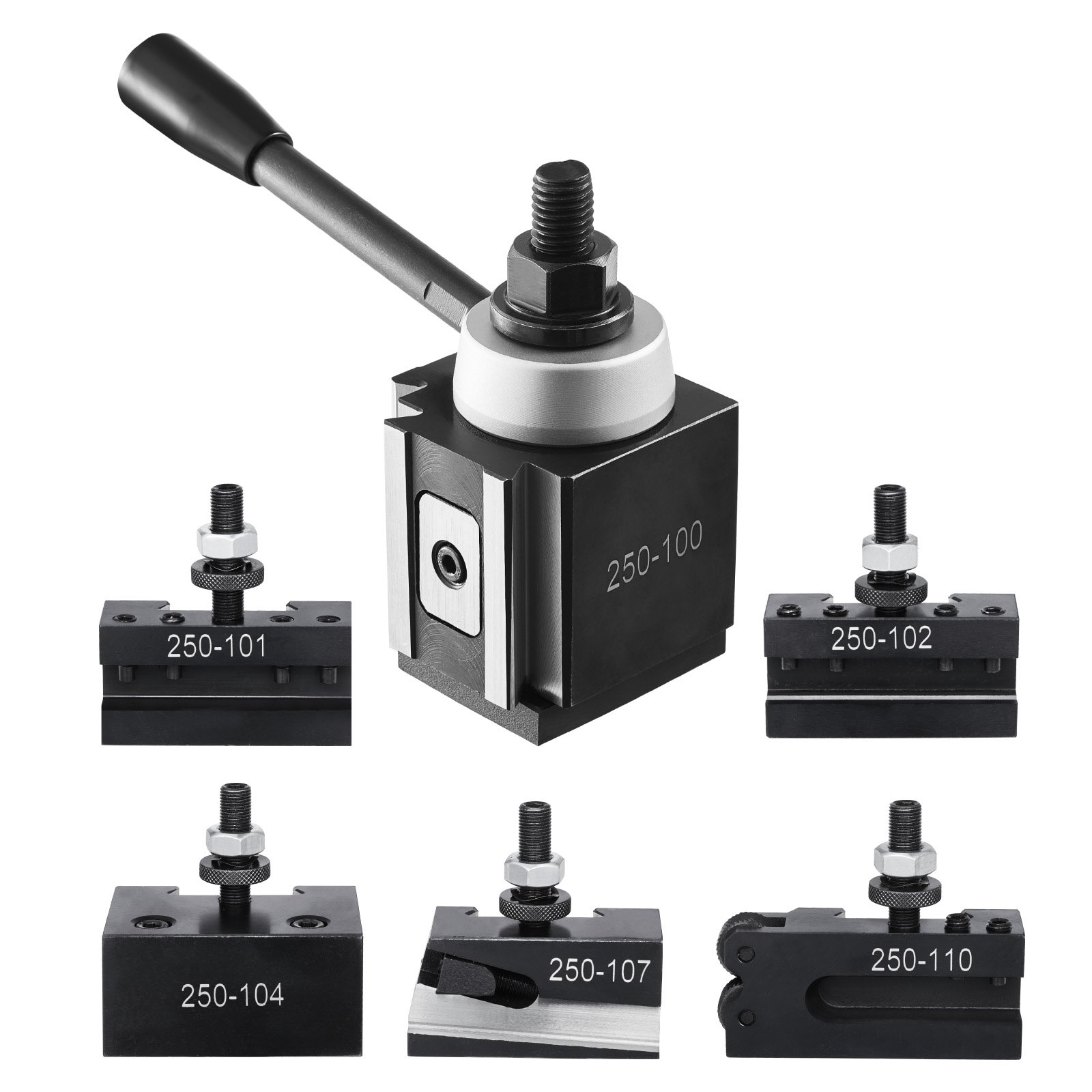 Quick Change Tool Post Set, 6 Pcs, Includes Lathe Tool Holders, Wedge Type Tool Post With Turning Tool Holder Accessories, Fit For Mini Lathe & Metal Lathe 6"-12" Swing, Durable Steel Material - Image 1