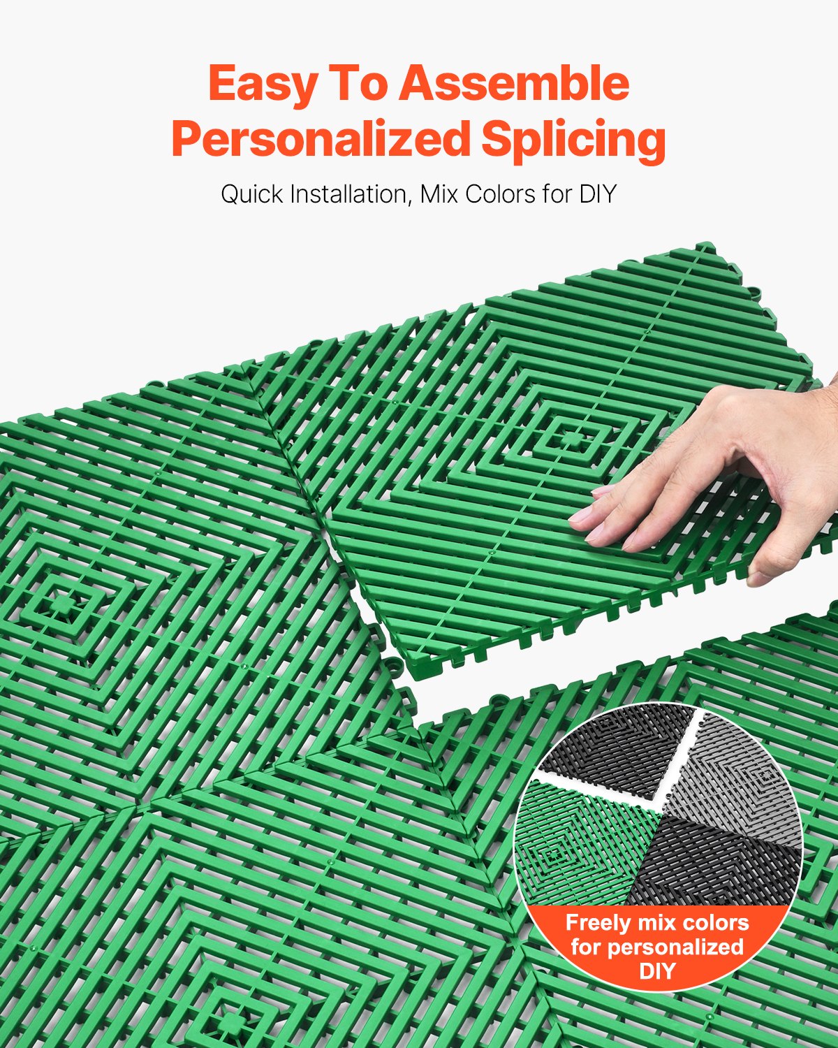 Interlocking Drainage Mat, 50 Pcs Modular Interlocking Cushion, 12” X 12” Splicing Drainage Mats, Non-Slip Green PP Drainage Floor Tile And Shower Mat, For Garage, Garden, Kitchen & Outdoor_voghion.com