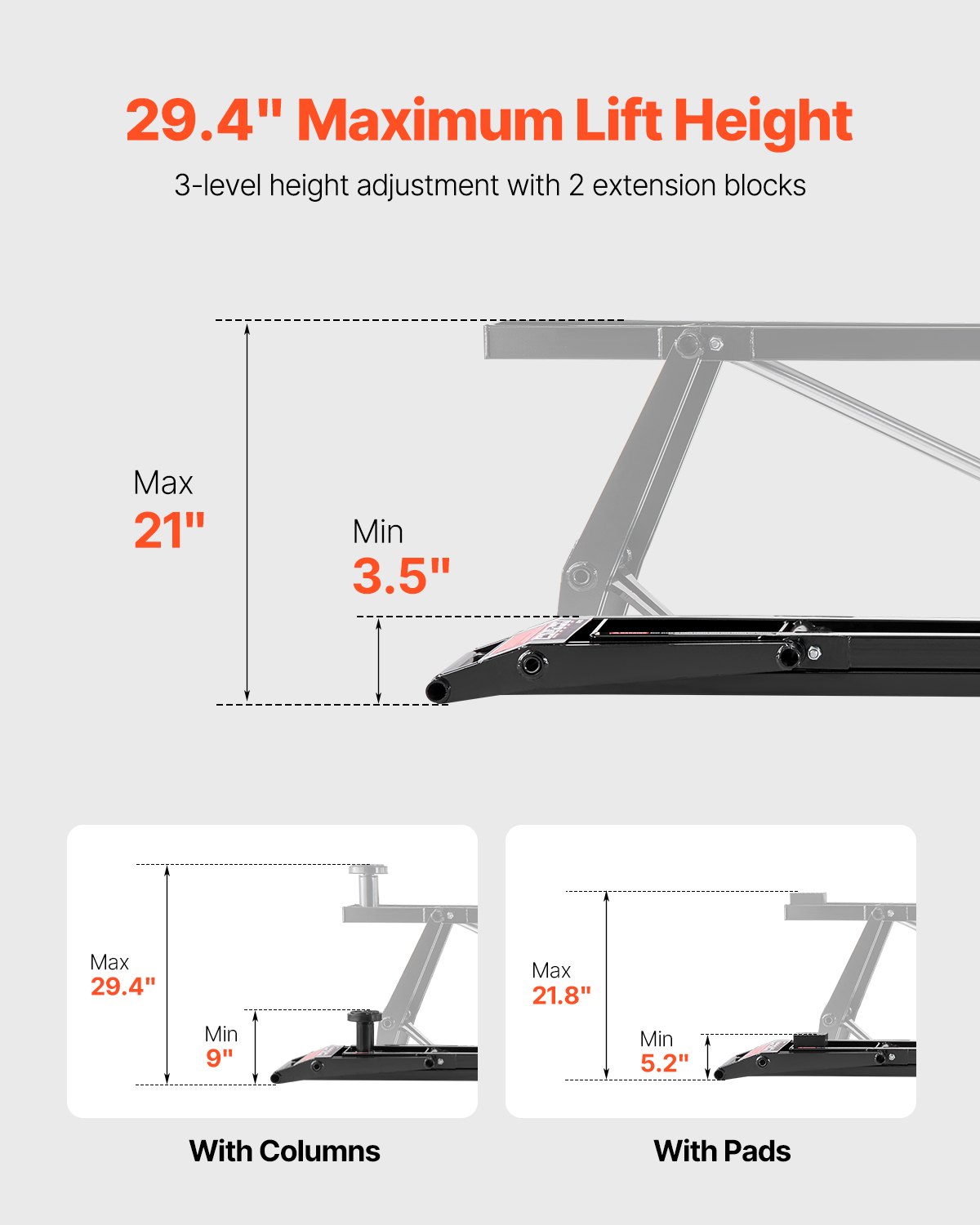 Car Lift, 7000 Lbs Capacity Car Lifts For Home Garage, 3-Level Adjustable With 29.4" Lift Height & Remote Control, Auto Lock Portable Car Lift With 4 Rubber Pads & 4 Lifting Columns