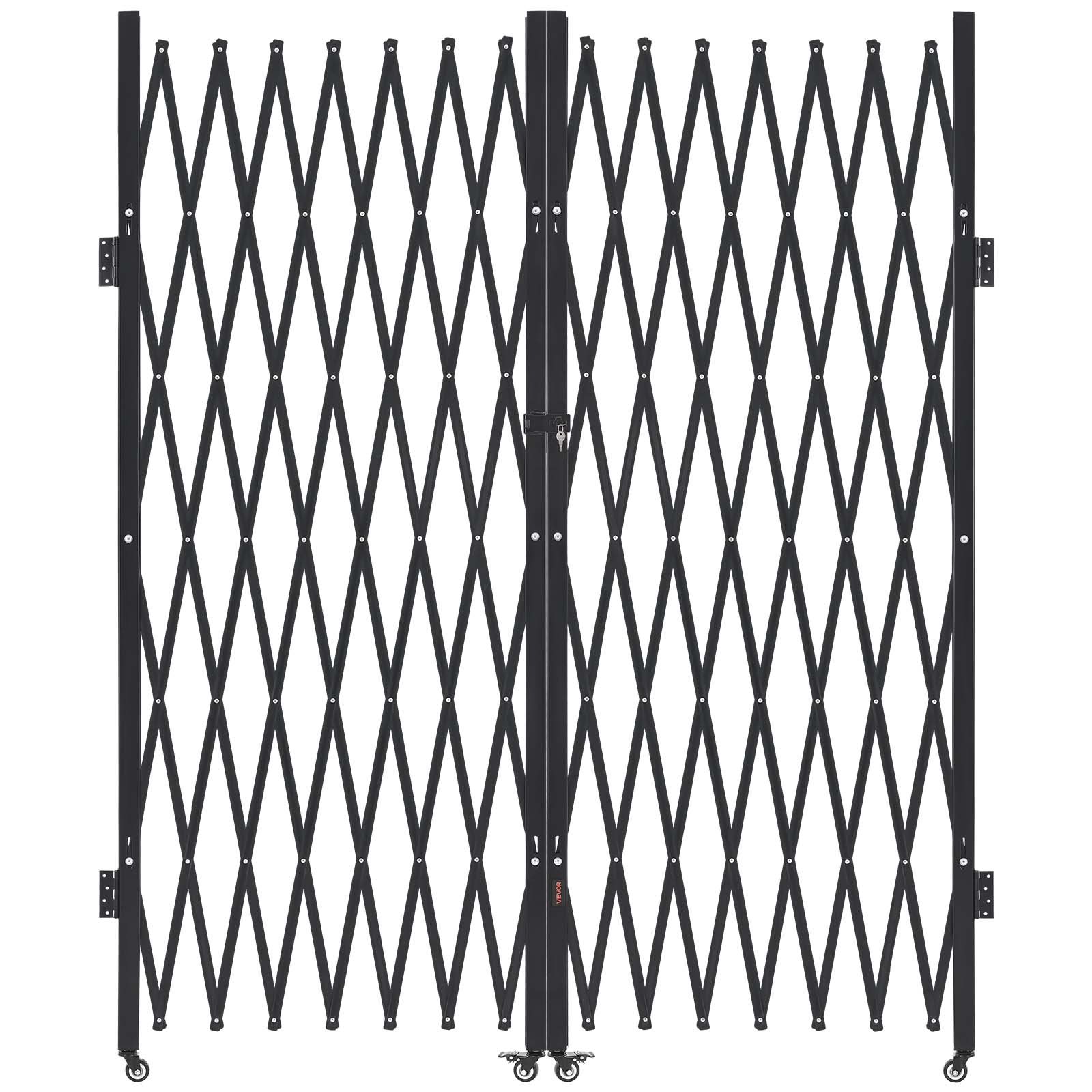 Double Folding Security Gate, Lockable Scissor Gate With 360° Swivel Casters, Ou