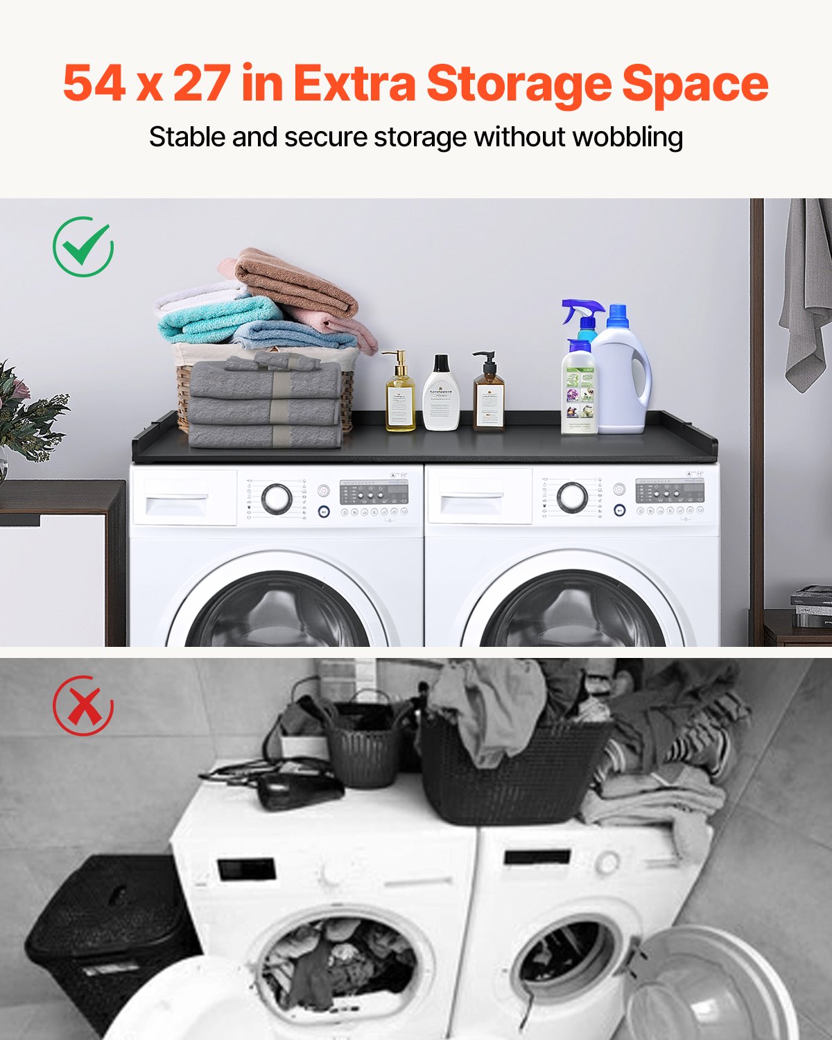 Washer Dryer Countertop, 54" X 27" Wooden Washer And Dryer Countertop, Water-Resistant Laundry Machine… image 3